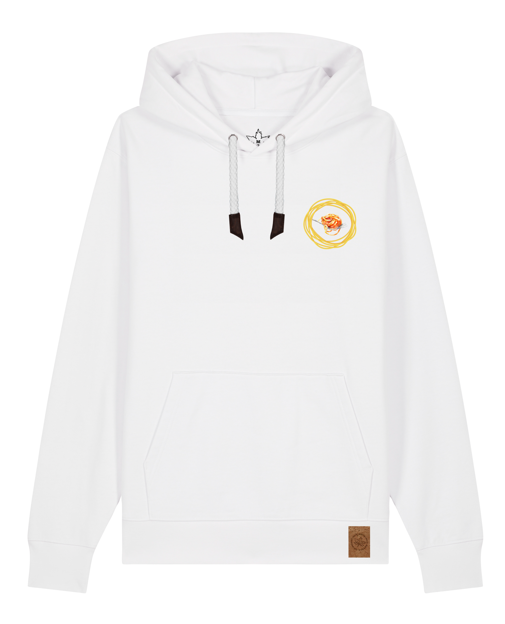 bio-unisex-medium fit-hoodie-spaghetti (backrpint)-stsu177-weiß-weiße kordel-front