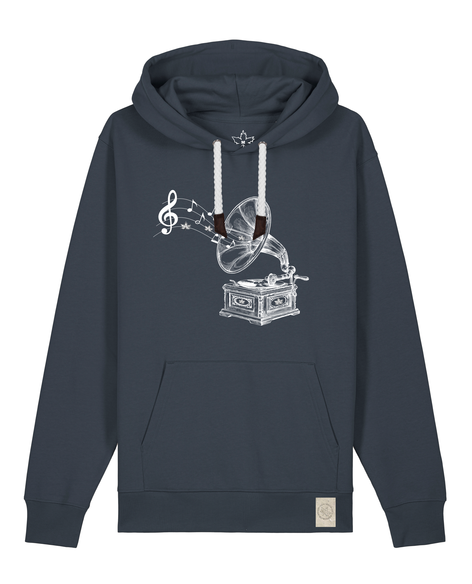 bio-unisex-medium fit-hoodie-stay tuned-stsu177-blaubeernacht-weiße kordel-front