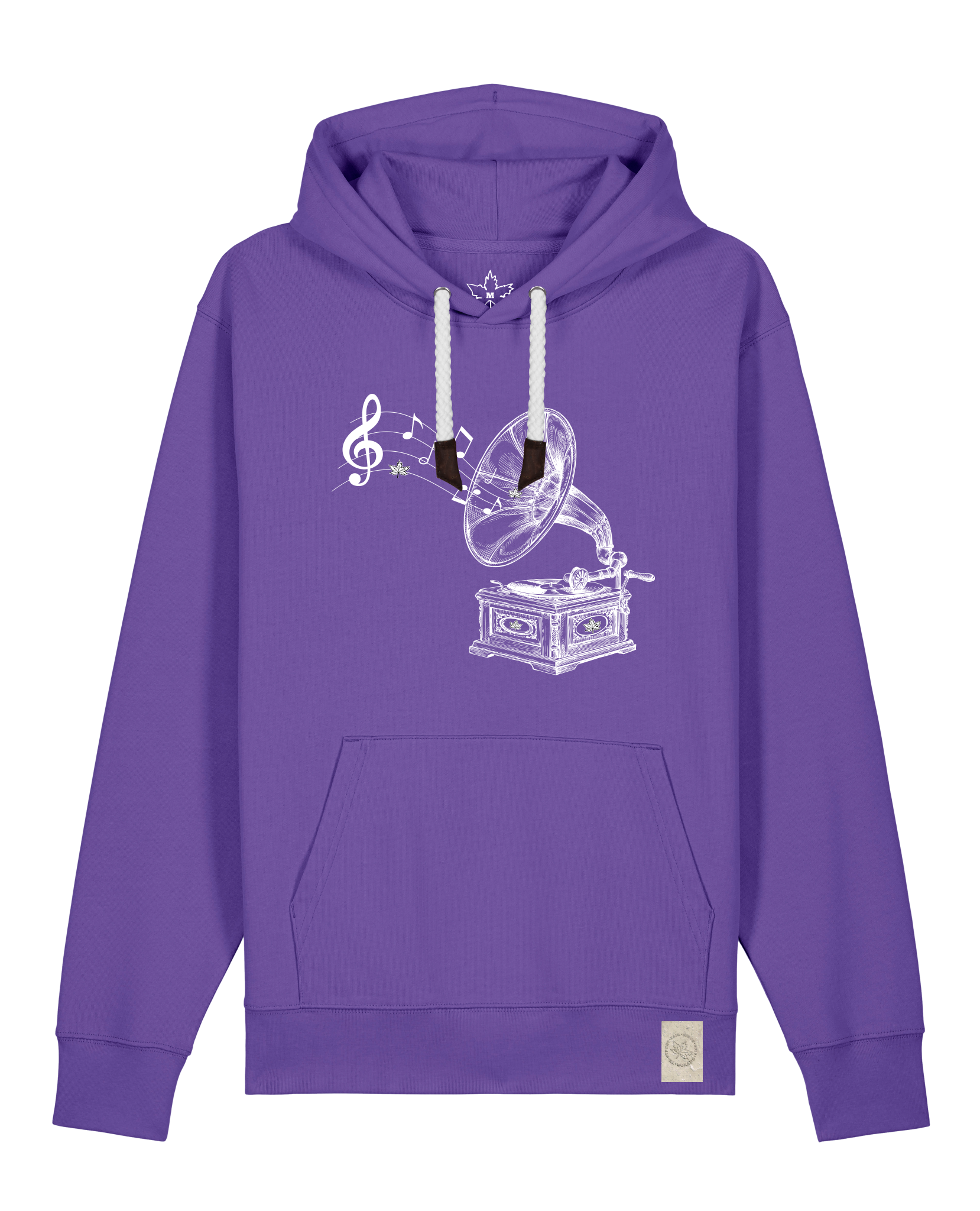 bio-unisex-medium fit-hoodie-stay tuned-stsu177-blaukraut-weiße kordel-front