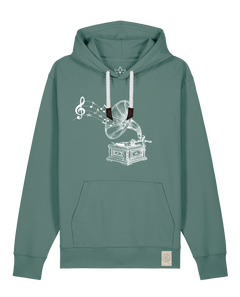 bio-unisex-medium fit-hoodie-stay tuned-stsu177-blautanne-weiße kordel-front