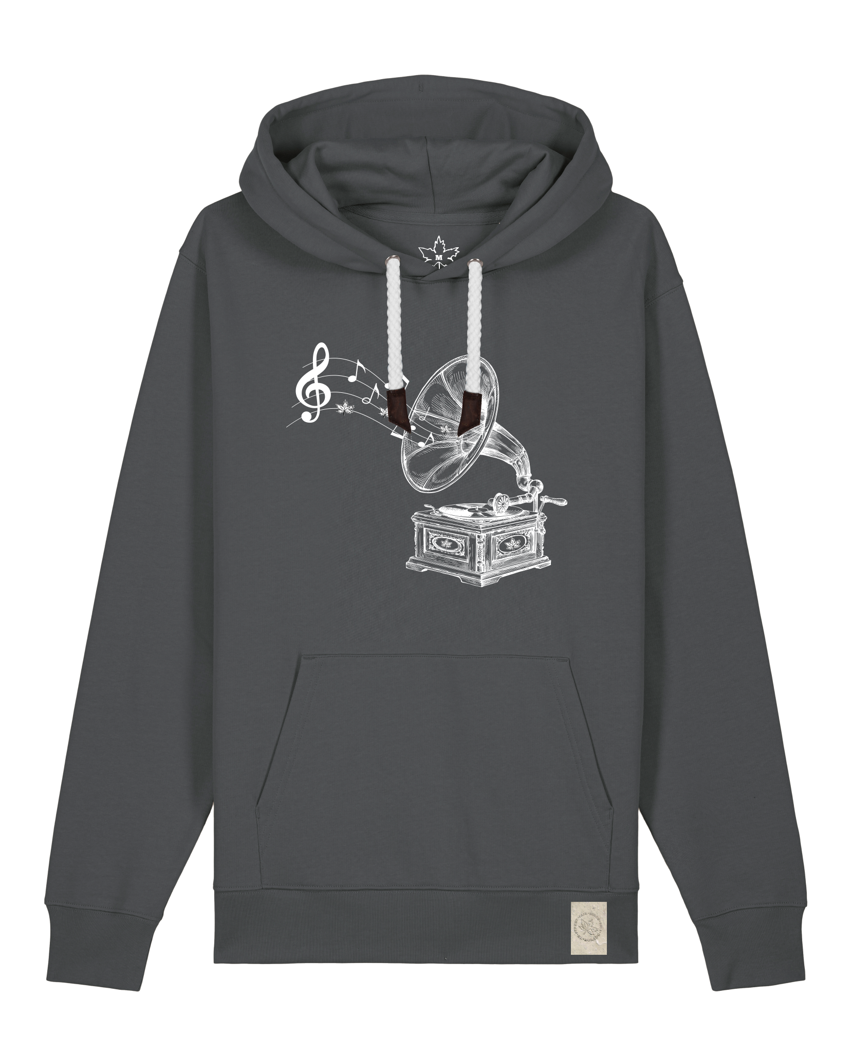 bio-unisex-medium fit-hoodie-stay tuned-stsu177-eisen-weiße kordel-front