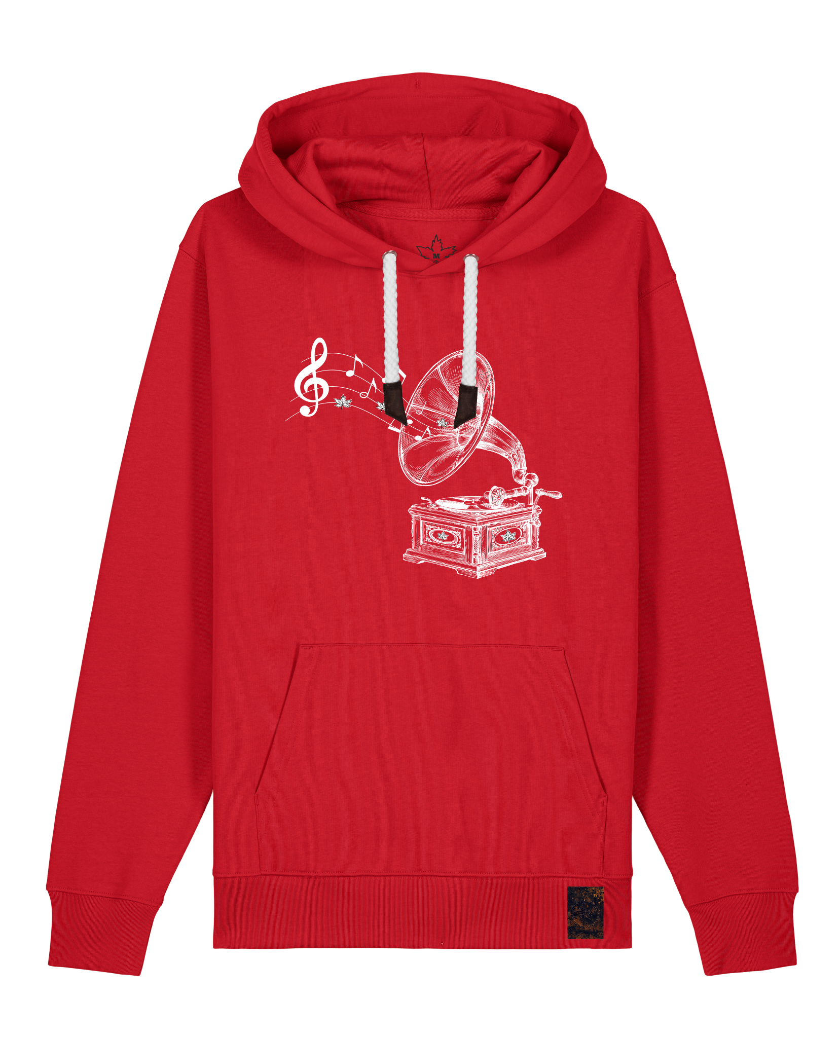 bio-unisex-medium fit-hoodie-stay tuned-stsu177-erdbeere-weiße kordel-front