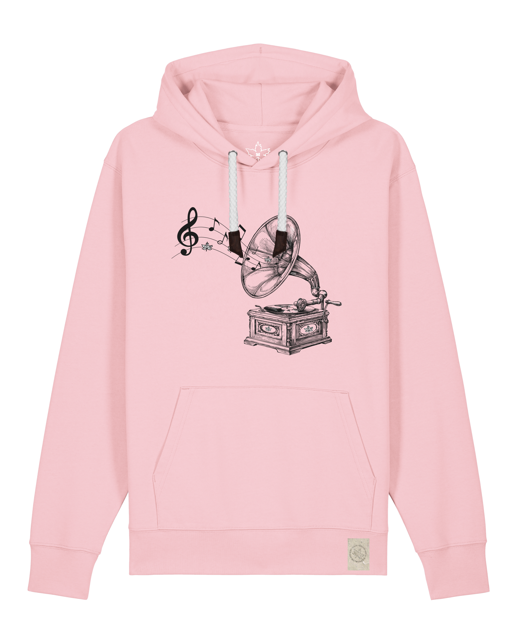 bio-unisex-medium fit-hoodie-stay tuned-stsu177-flamingo-weiße kordel-front