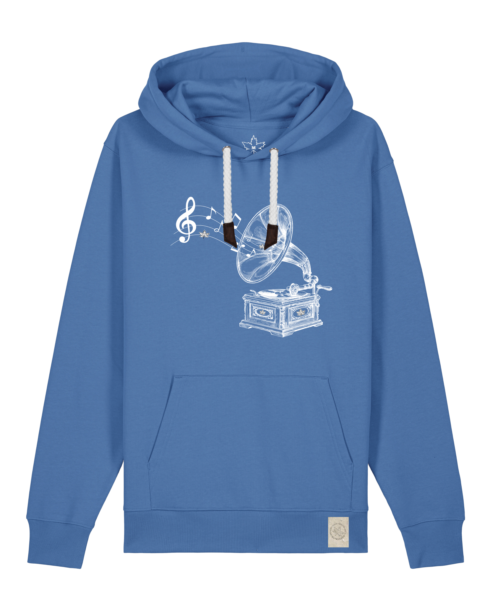 bio-unisex-medium fit-hoodie-stay tuned-stsu177-hortensie-weiße kordel-front