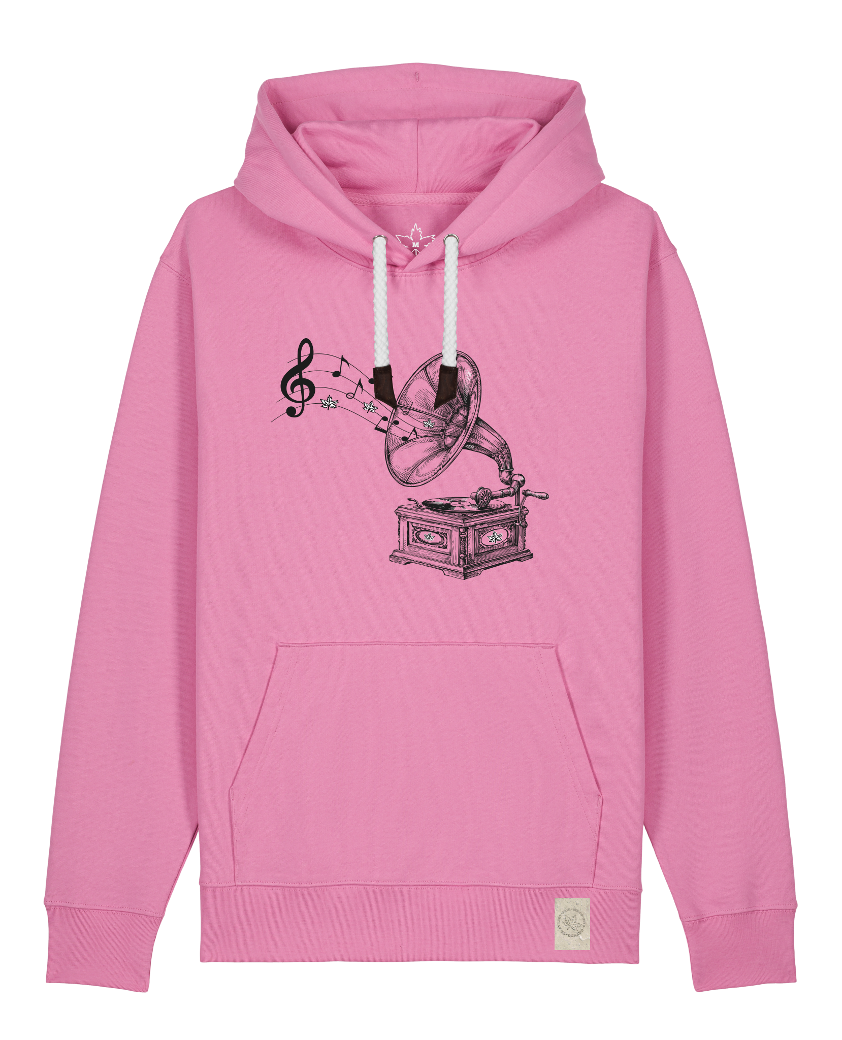 bio-unisex-medium fit-hoodie-stay tuned-stsu177-kaugummi-weiße kordel-front