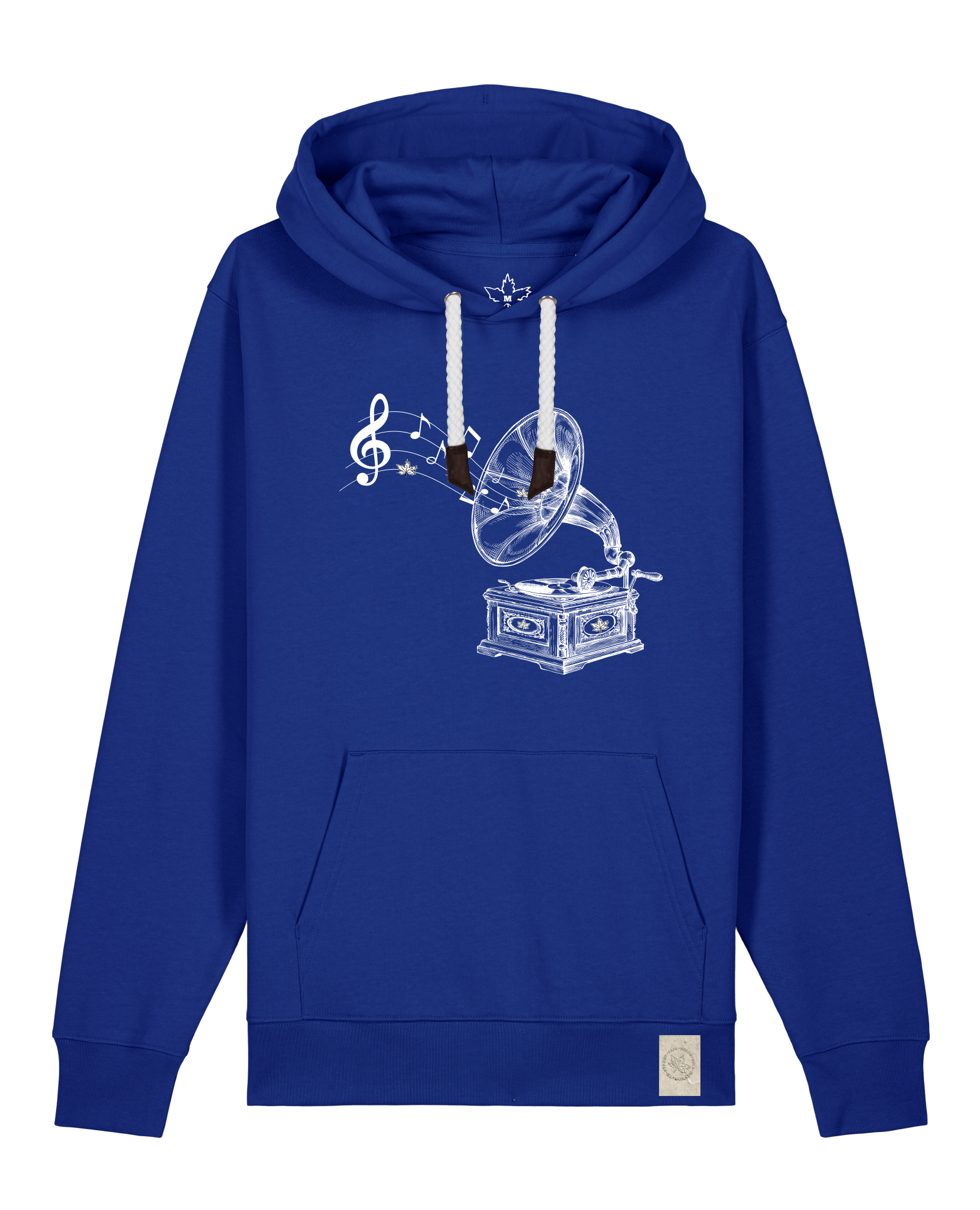 bio-unisex-medium fit-hoodie-stay tuned-stsu177-kornblume-weiße kordel-front