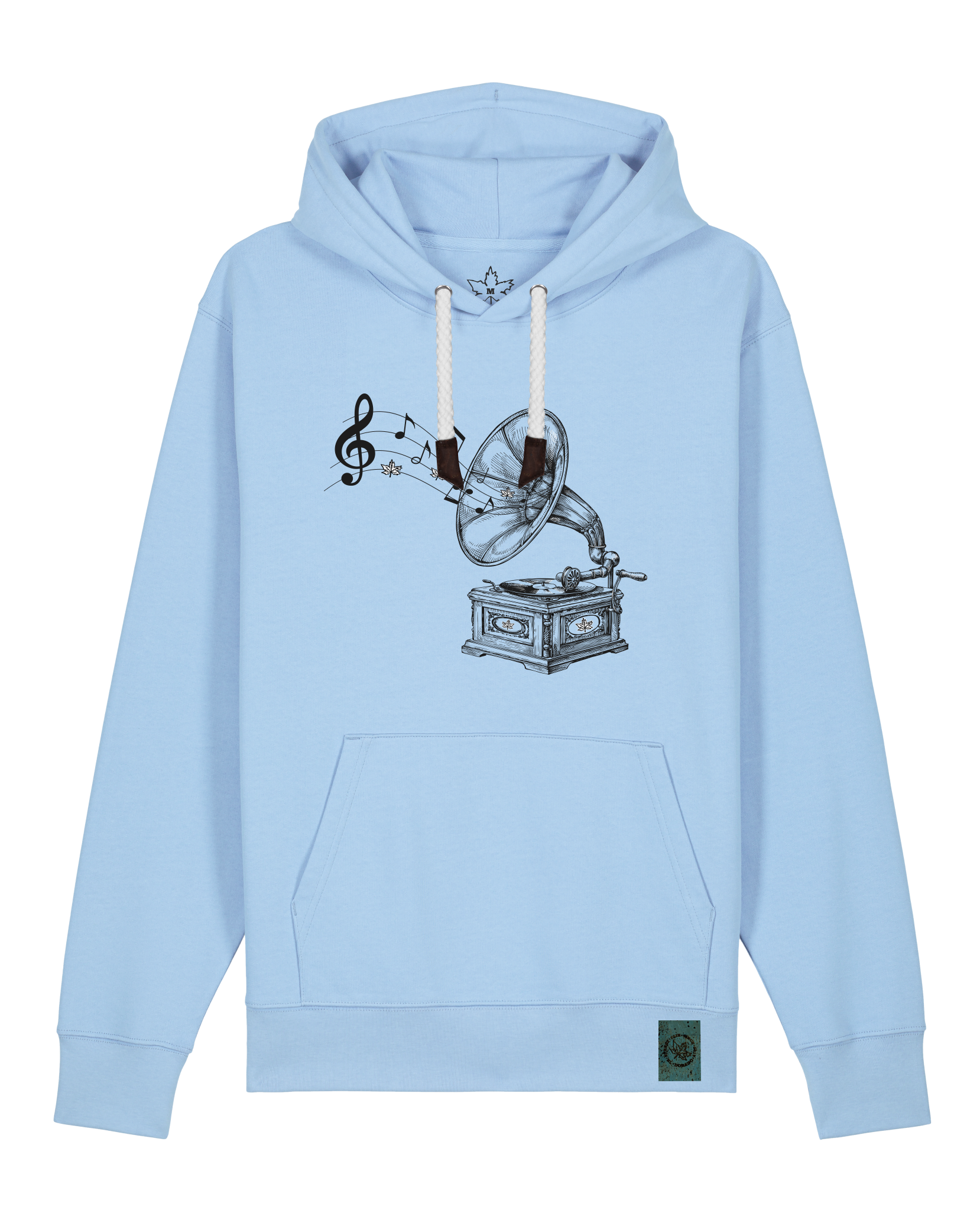 bio-unisex-medium fit-hoodie-stay tuned-stsu177-lagune-weiße kordel-front