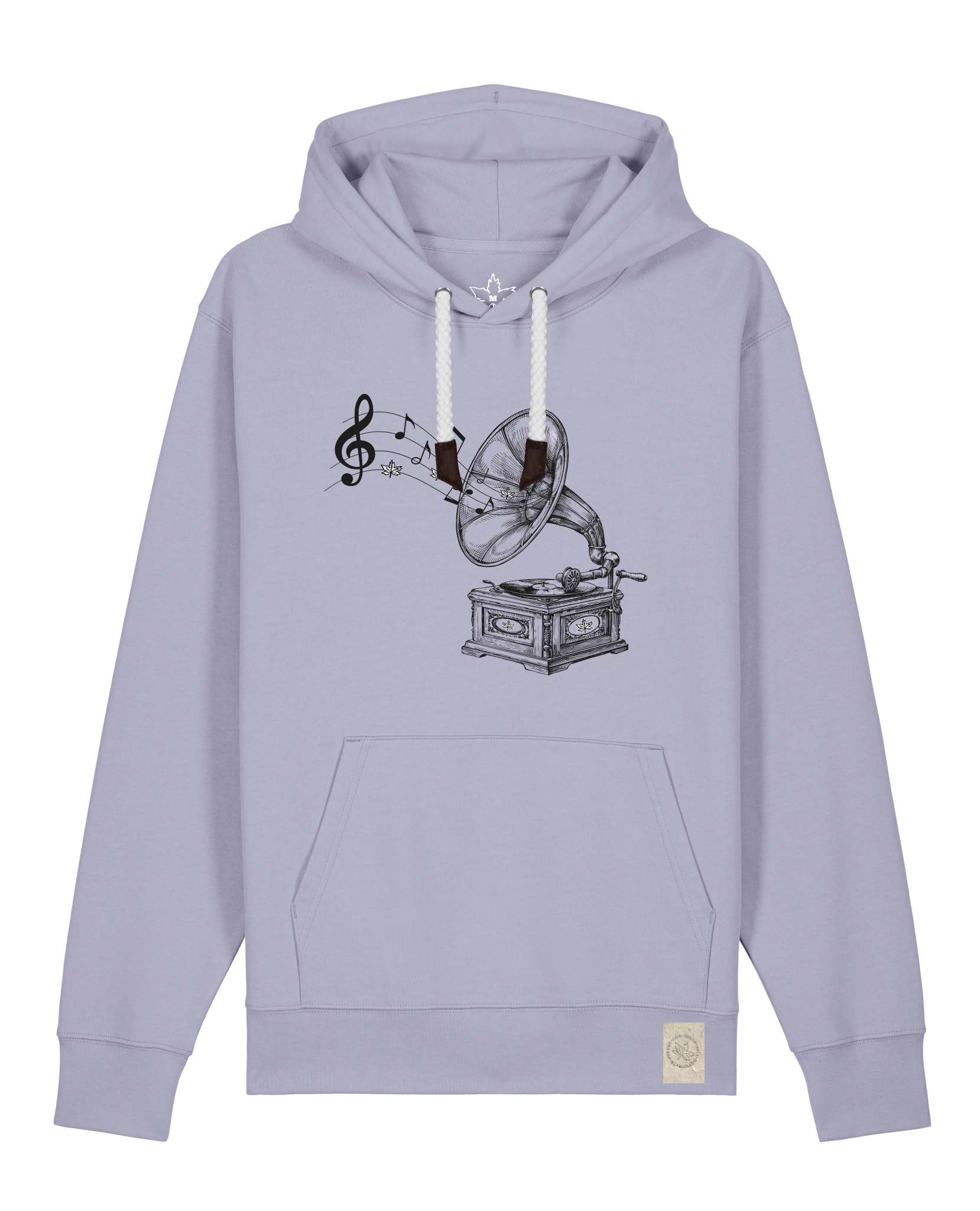 bio-unisex-medium fit-hoodie-stay tuned-stsu177-lavender-weiße kordel-front