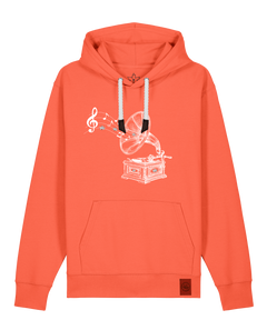 bio-unisex-medium fit-hoodie-stay tuned-stsu177-mandarine-weiße kordel-front
