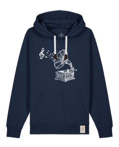 bio-unisex-medium fit-hoodie-stay tuned-stsu177-marine-weiße kordel-front