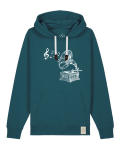 bio-unisex-medium fit-hoodie-stay tuned-stsu177-nordmanntanne-weiße kordel-front