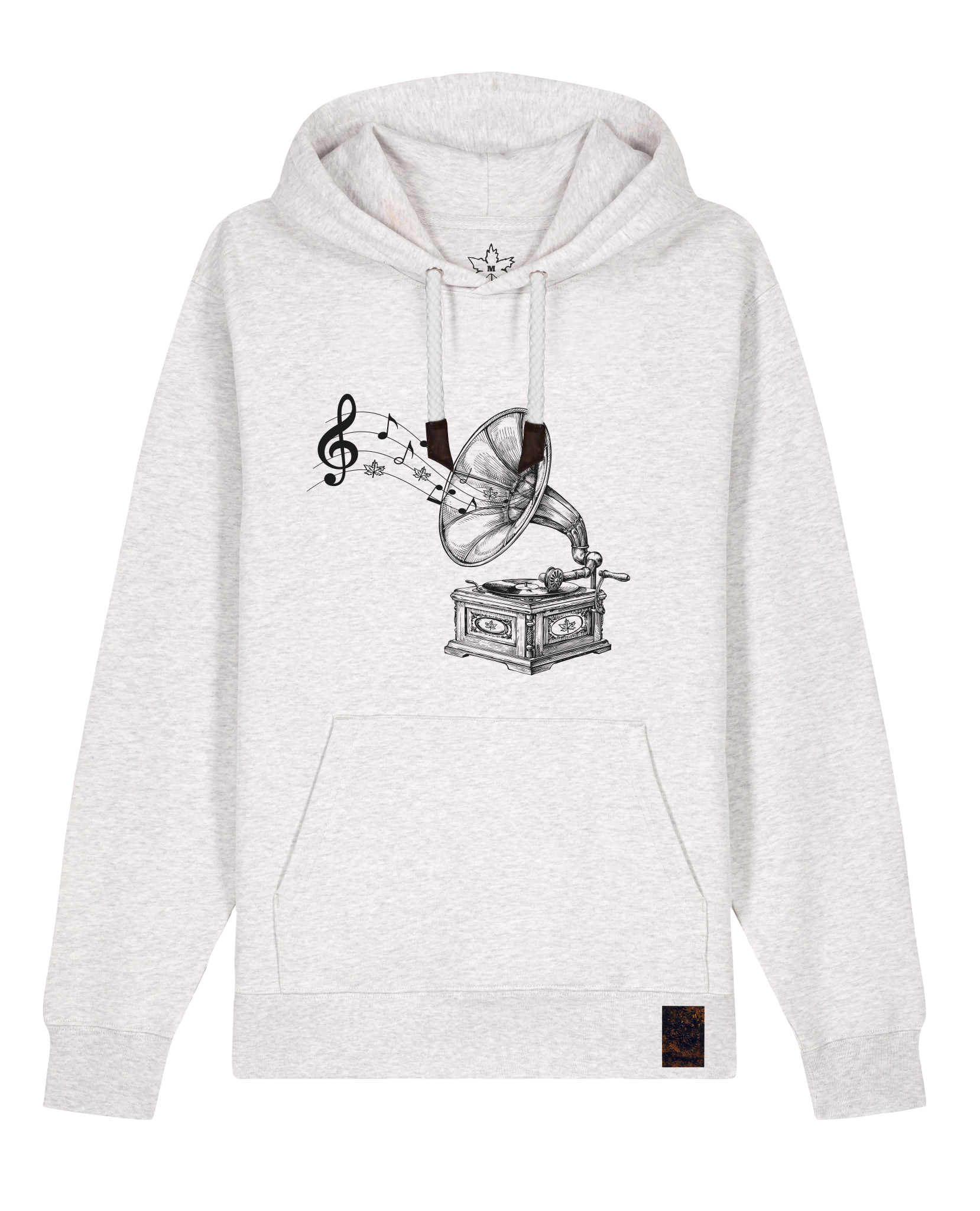 bio-unisex-medium fit-hoodie-stay tuned-stsu177-rennmaus-weiße kordel-front