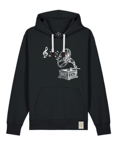 bio-unisex-medium fit-hoodie-stay tuned-stsu177-schwarz-weiße kordel-front