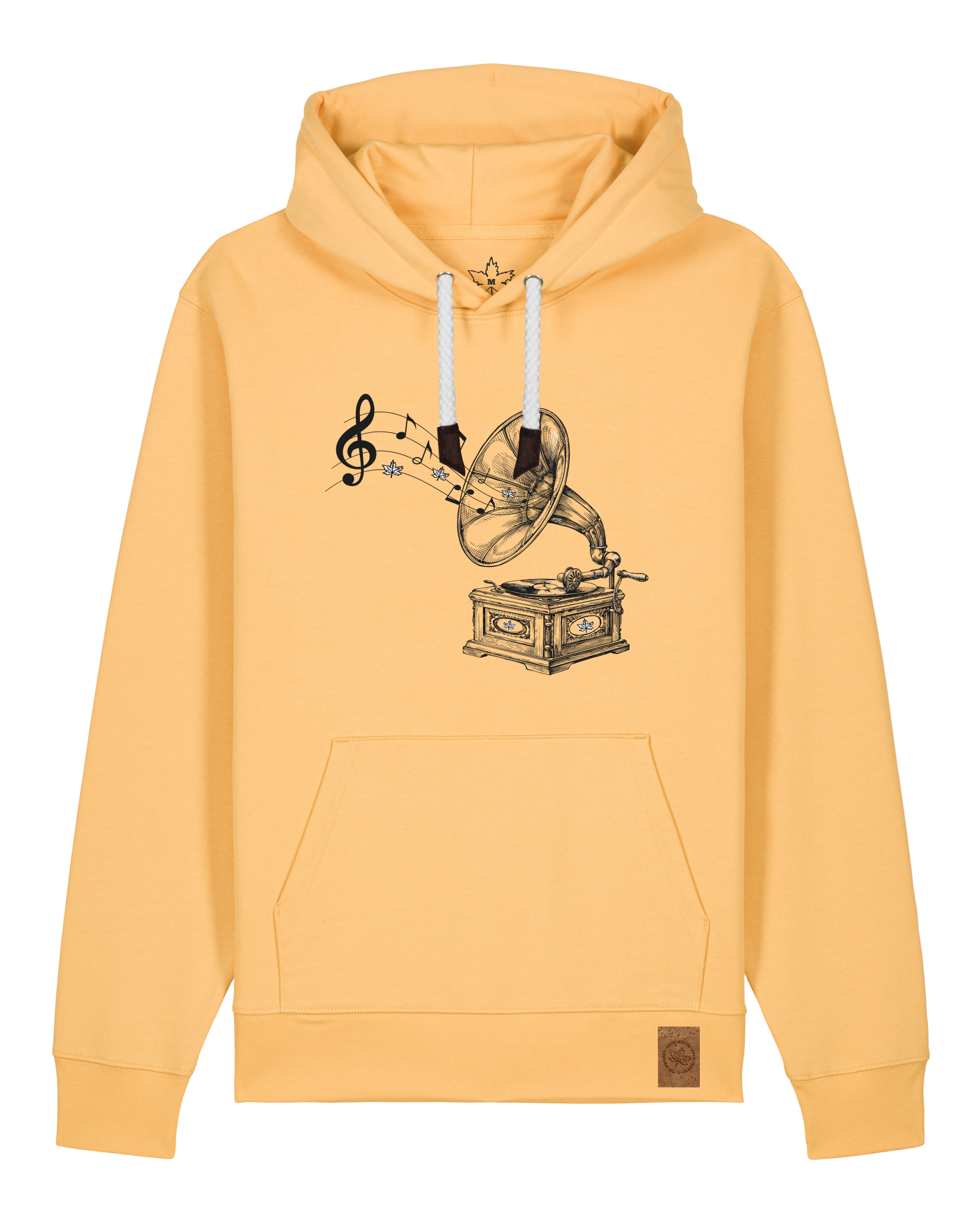 bio-unisex-medium fit-hoodie-stay tuned-stsu177-senfkorn-weiße kordel-front