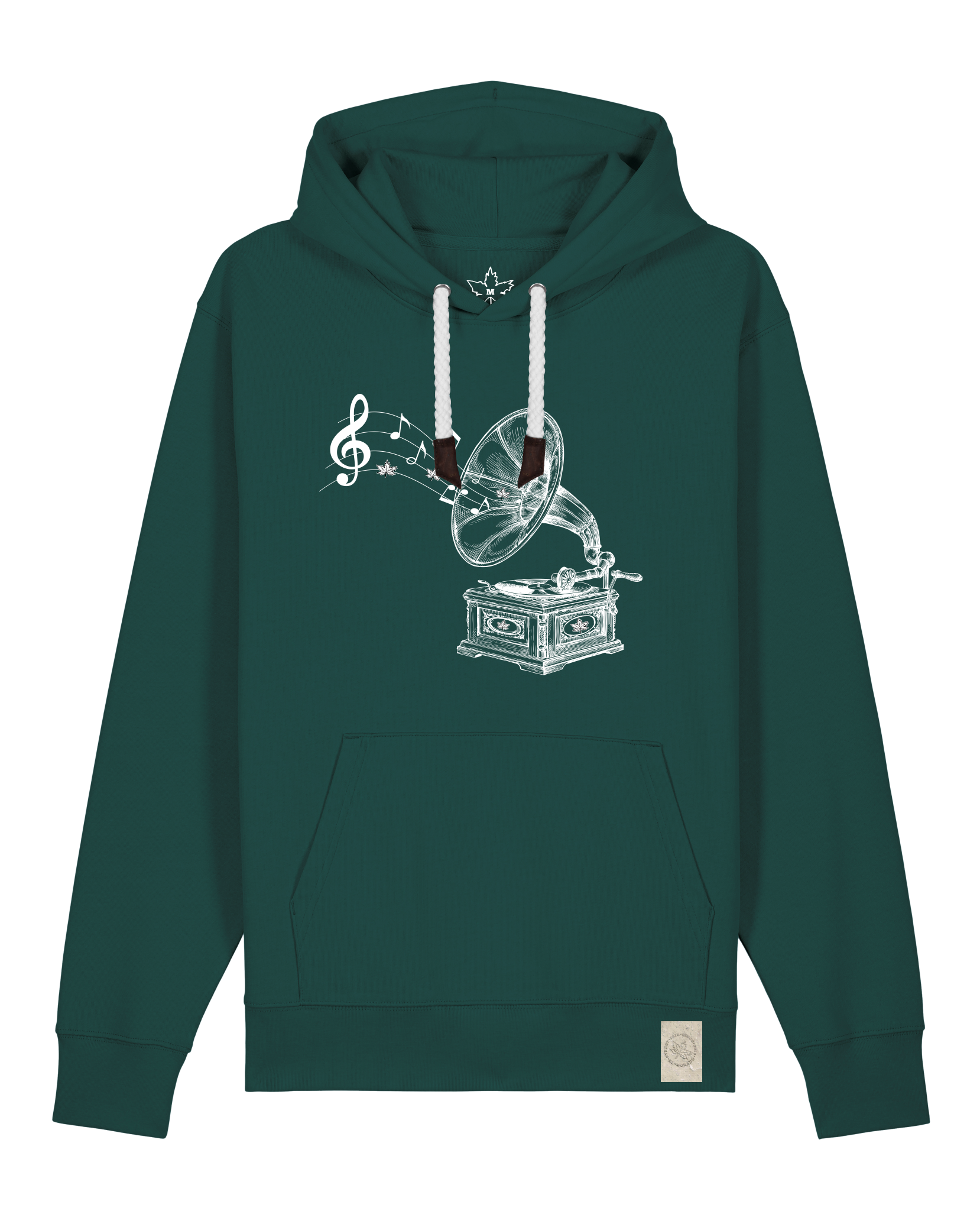 bio-unisex-medium fit-hoodie-stay tuned-stsu177-spirulina-weiße kordel-front