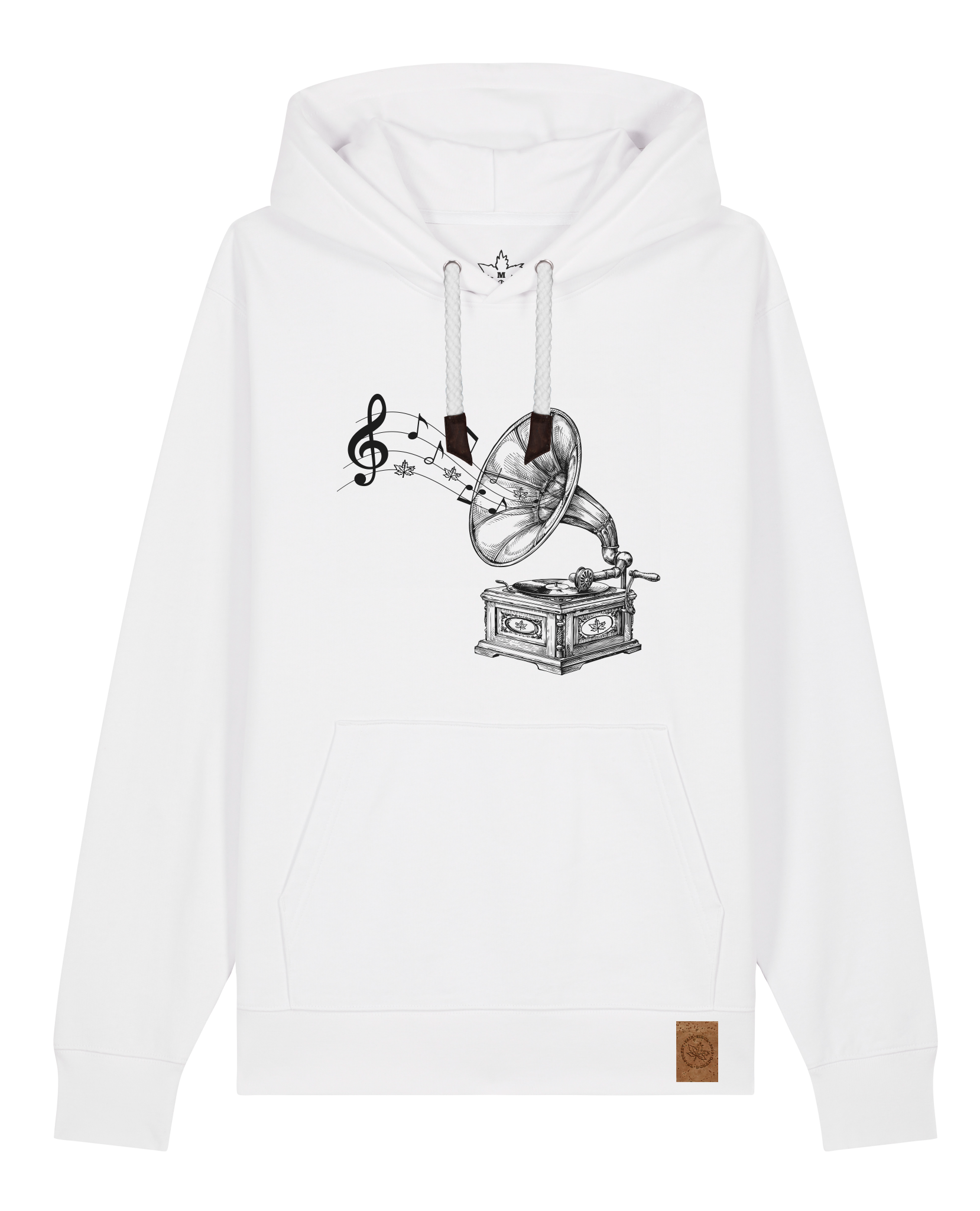 bio-unisex-medium fit-hoodie-stay tuned-stsu177-weiß-weiße kordel-front