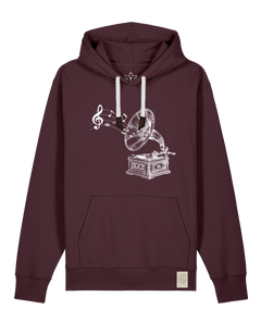 bio-unisex-medium fit-hoodie-stay tuned-stsu177-zartbitter-weiße kordel-front