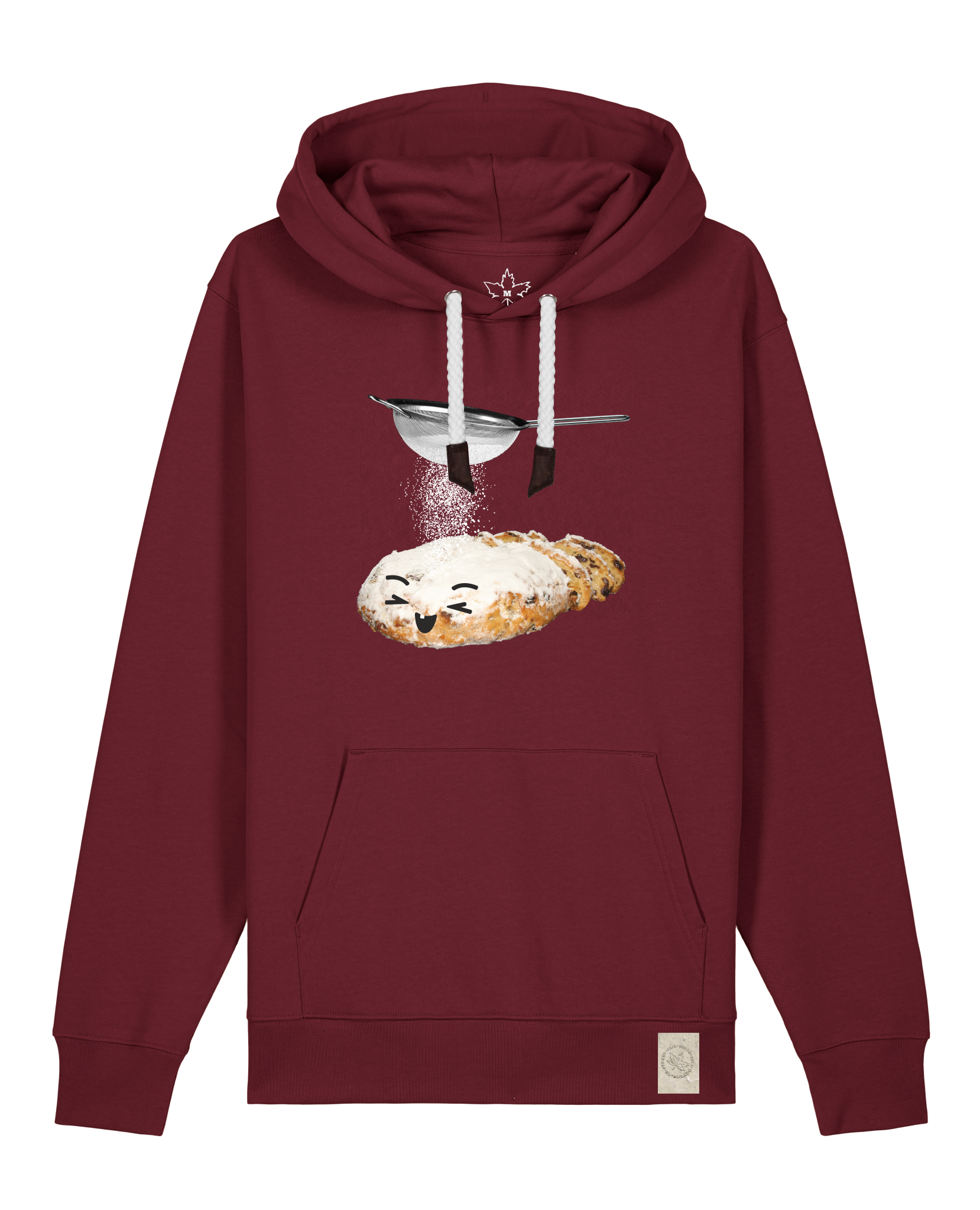 bio-unisex-medium fit-hoodie-stollen-stsu177-burgunder rot-weiße kordel-front