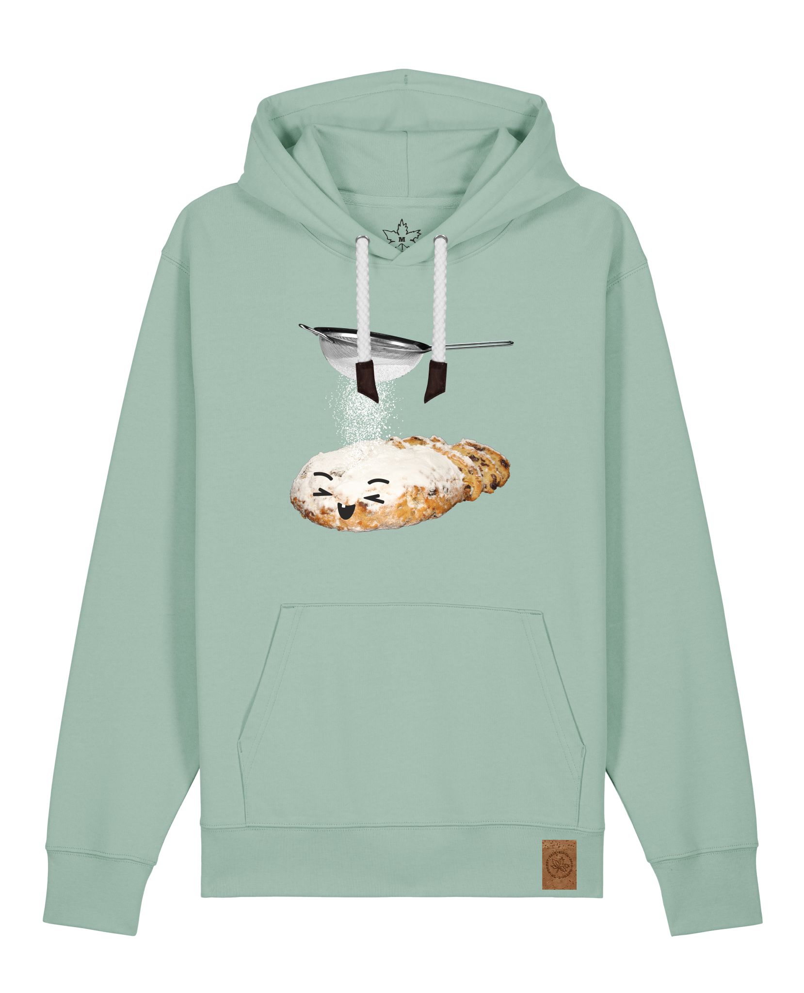 bio-unisex-medium fit-hoodie-stollen-stsu177-eukalyptus-weiße kordel-front