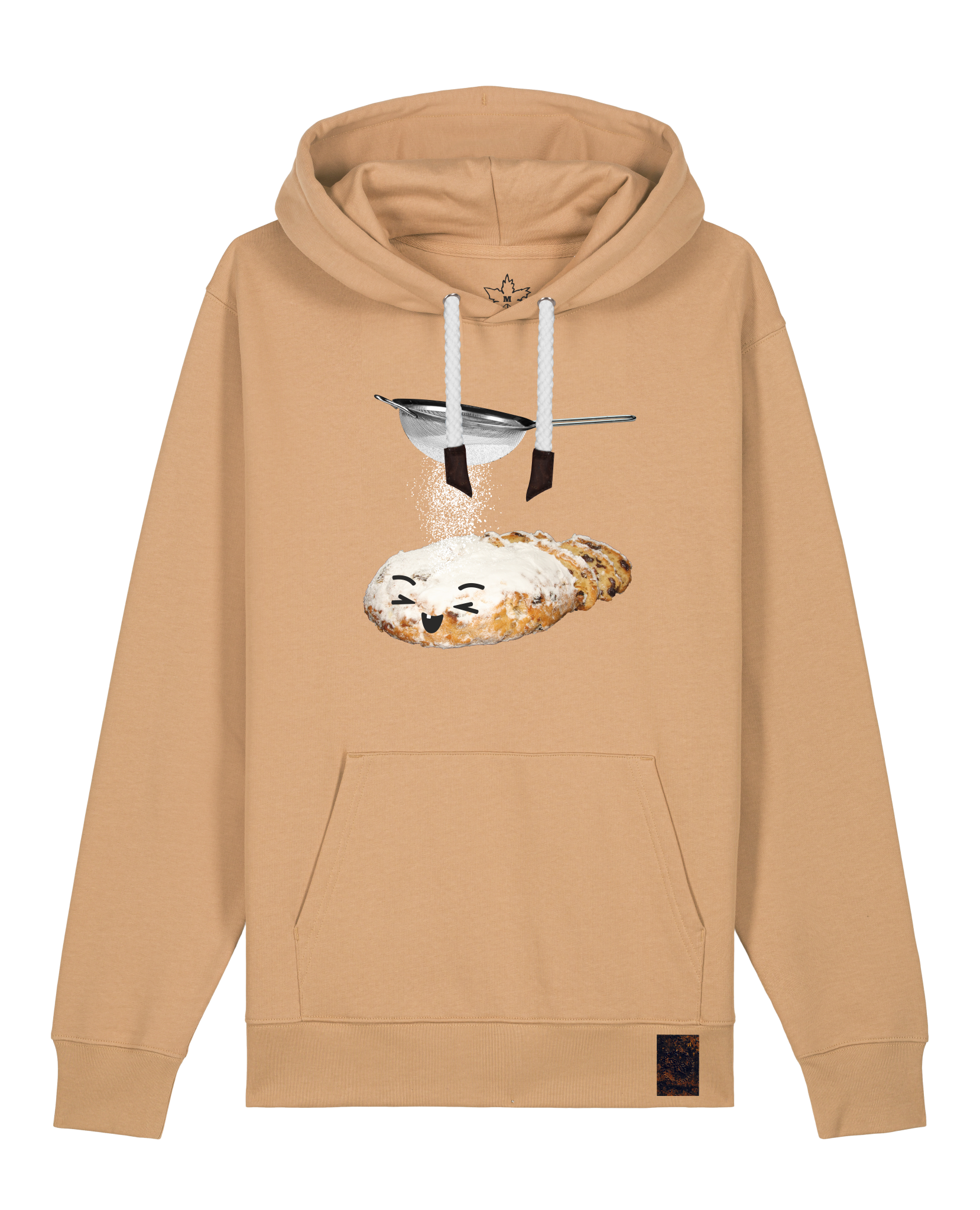 bio-unisex-medium fit-hoodie-stollen-stsu177-meersand-weiße kordel-front