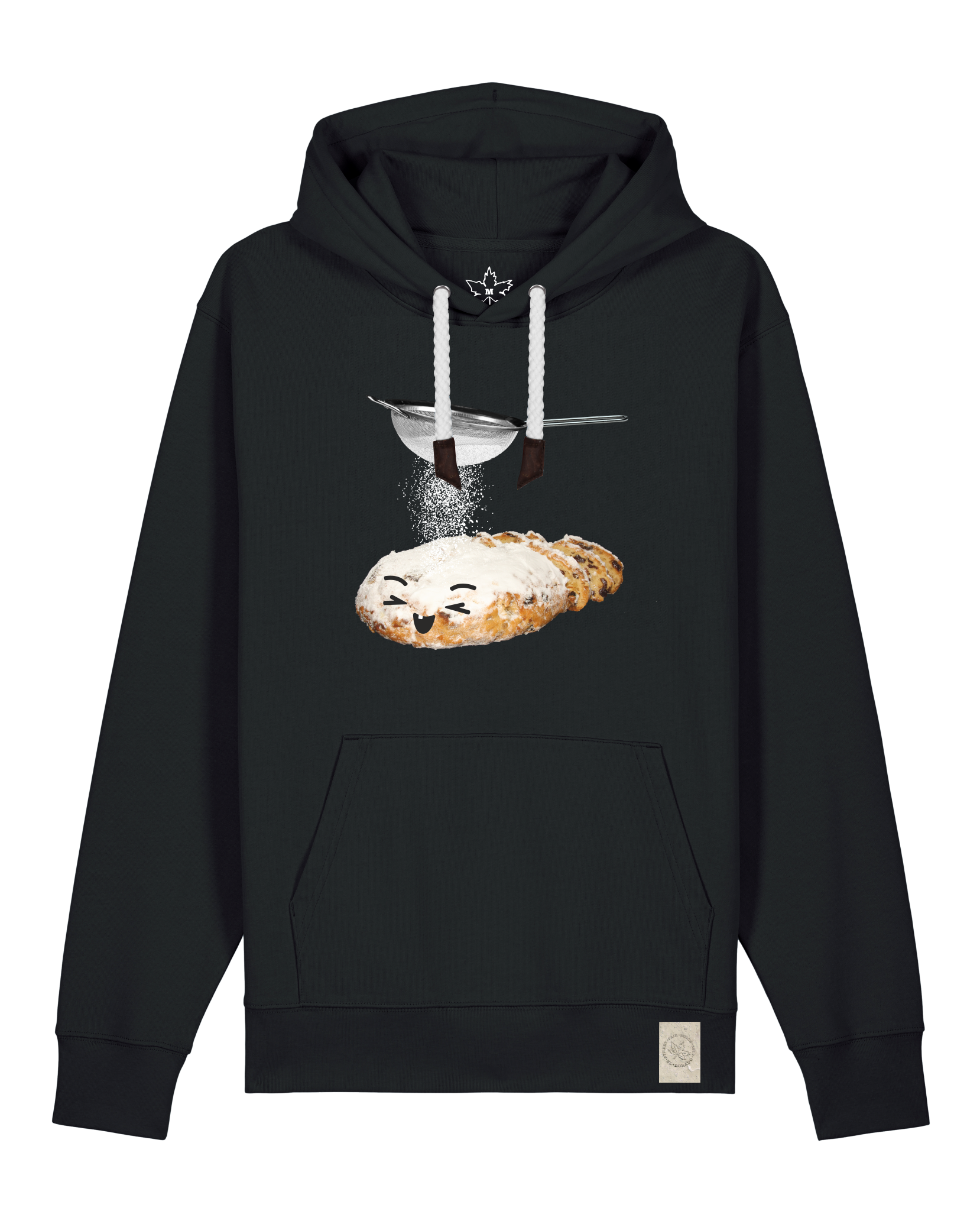 bio-unisex-medium fit-hoodie-stollen-stsu177-schwarz-weiße kordel-front