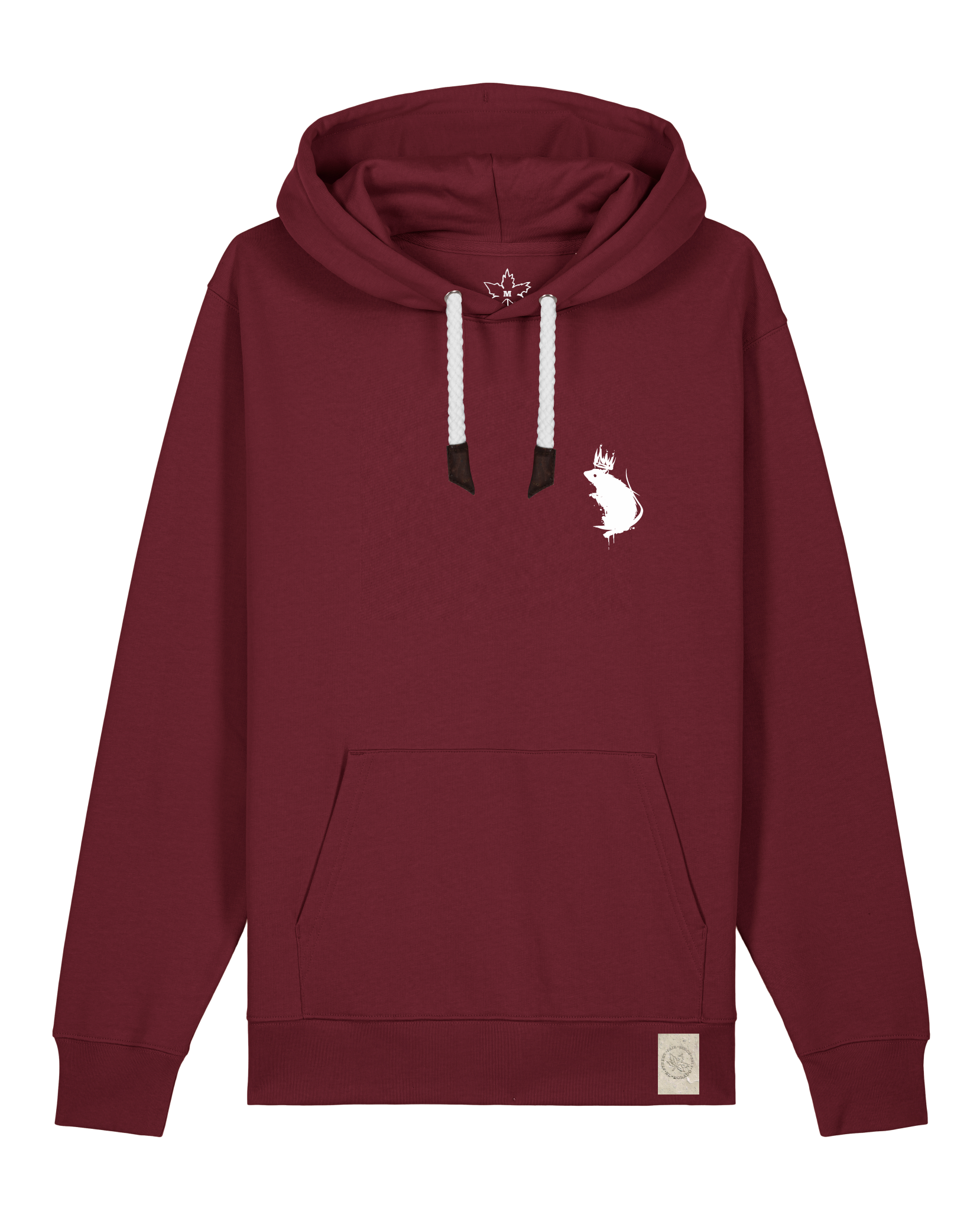 bio-unisex-medium fit-hoodie-subchannel staff (backprint)-stsu177-burgunder rot-weiße kordel-front