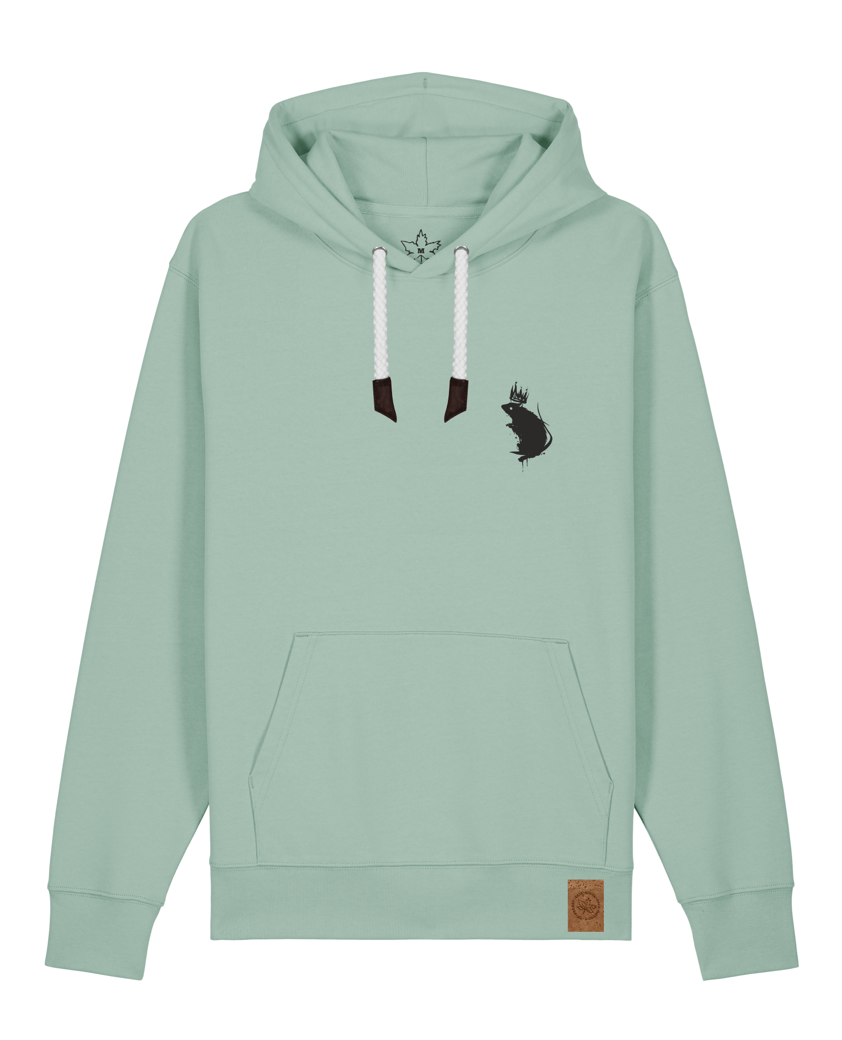 bio-unisex-medium fit-hoodie-subchannel staff (backprint)-stsu177-eukalyptus-weiße kordel-front