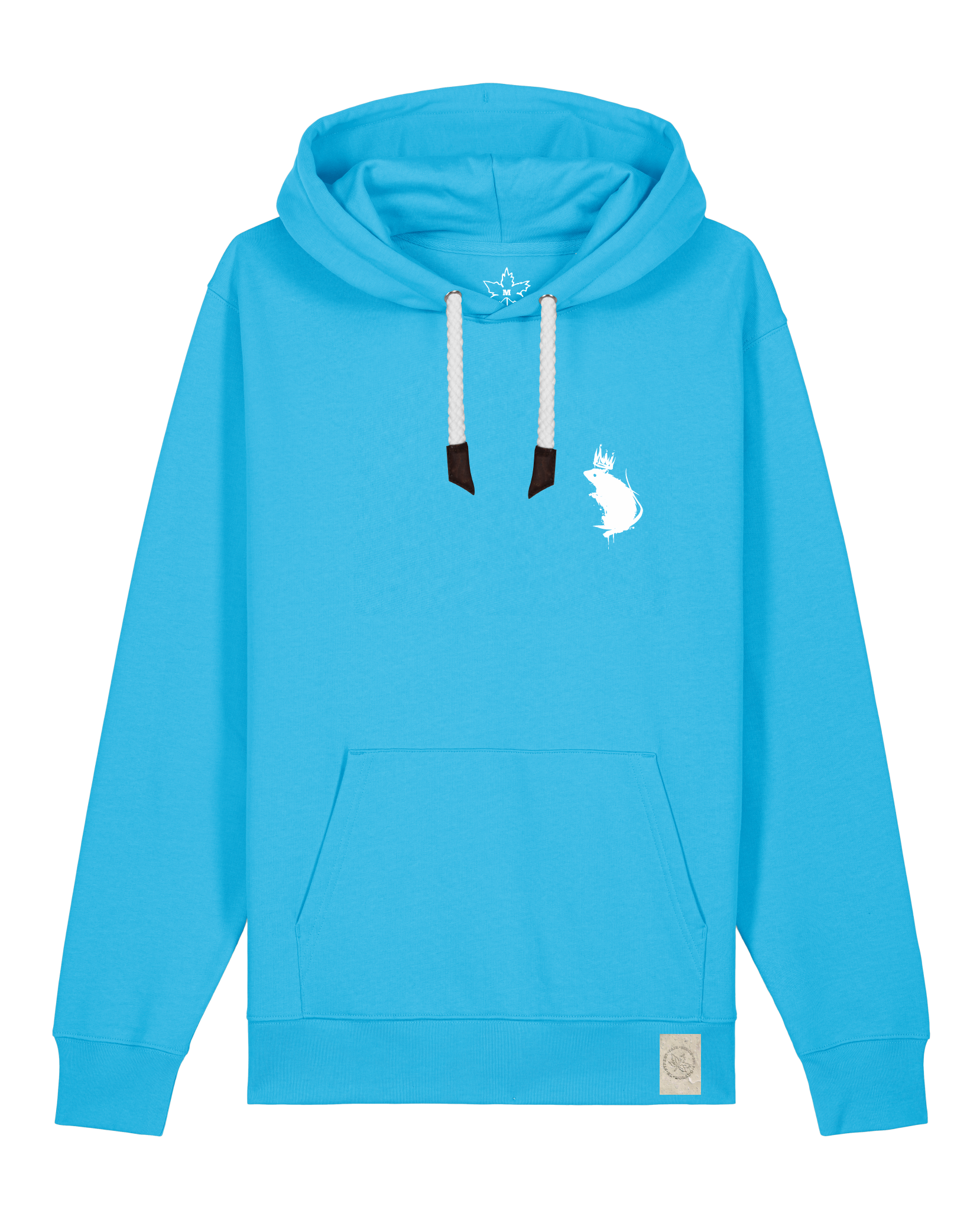 bio-unisex-medium fit-hoodie-subchannel staff (backprint)-stsu177-wasserblau-weiße kordel-front