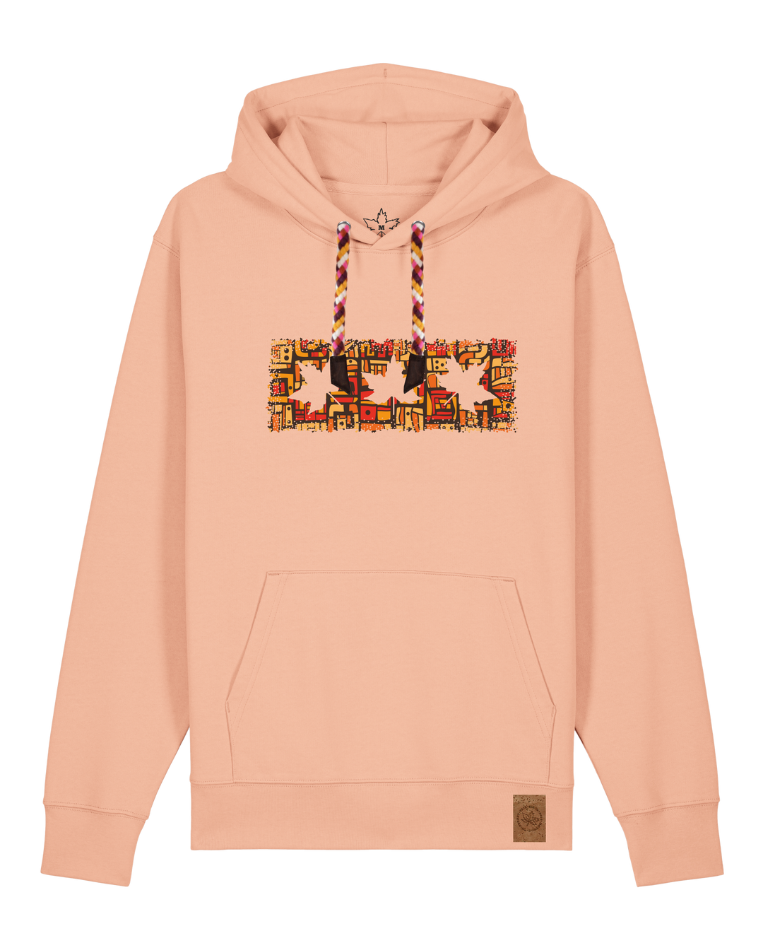 bio-unisex-medium fit-hoodie-t(h)ree leafes drift 2-stsu177-agyptische keramik-rote kordel-front