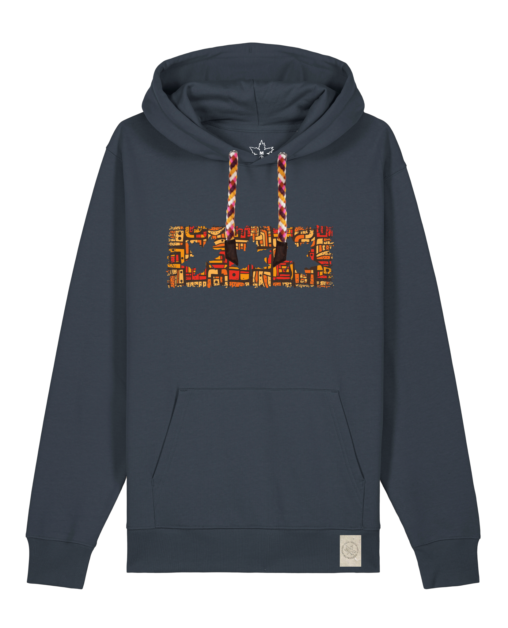 bio-unisex-medium fit-hoodie-t(h)ree leafes drift 2-stsu177-blaubeernacht-rote kordel-front