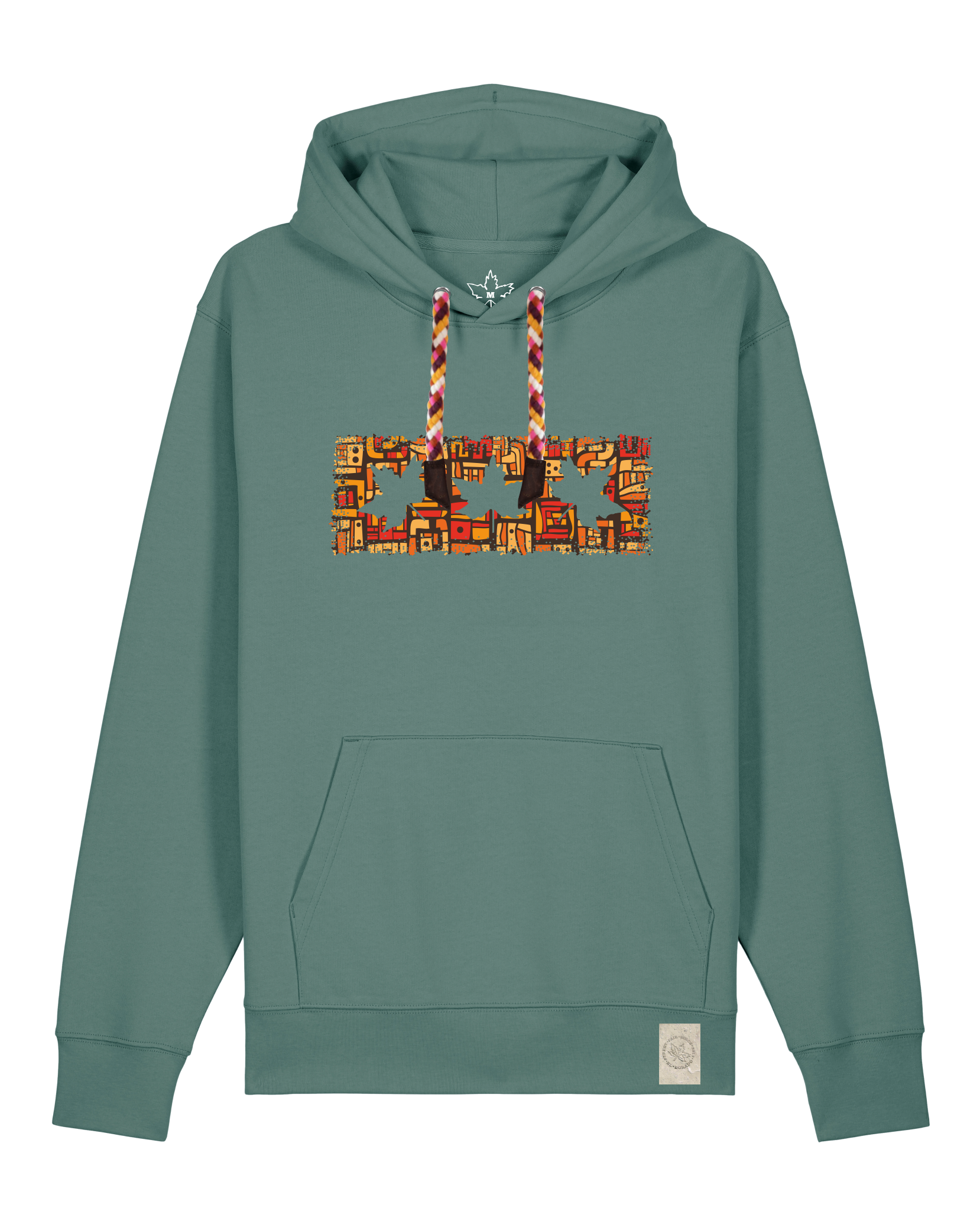 bio-unisex-medium fit-hoodie-t(h)ree leafes drift 2-stsu177-blautanne-rote kordel-front