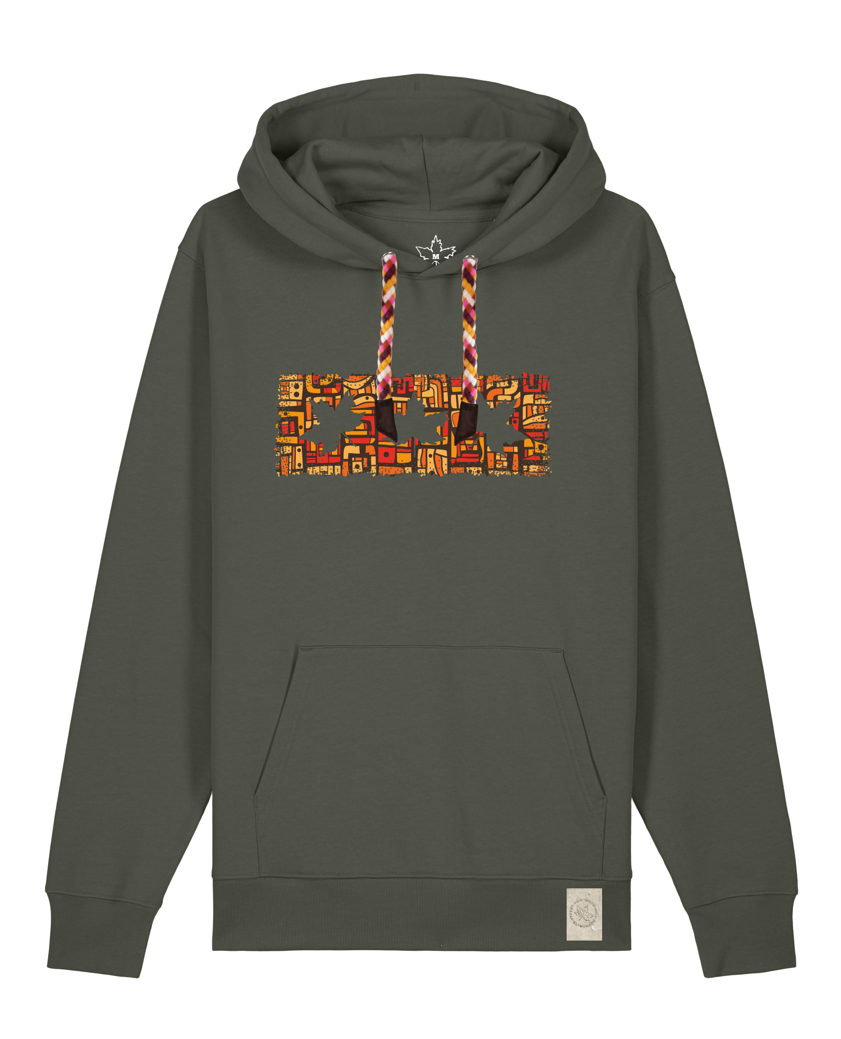 bio-unisex-medium fit-hoodie-t(h)ree leafes drift 2-stsu177-grunkohl-rote kordel-front