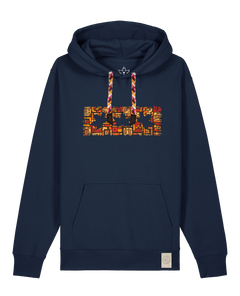 bio-unisex-medium fit-hoodie-t(h)ree leafes drift 2-stsu177-marine-rote kordel-front