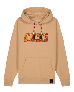 bio-unisex-medium fit-hoodie-t(h)ree leafes drift 2-stsu177-meersand-rote kordel-front