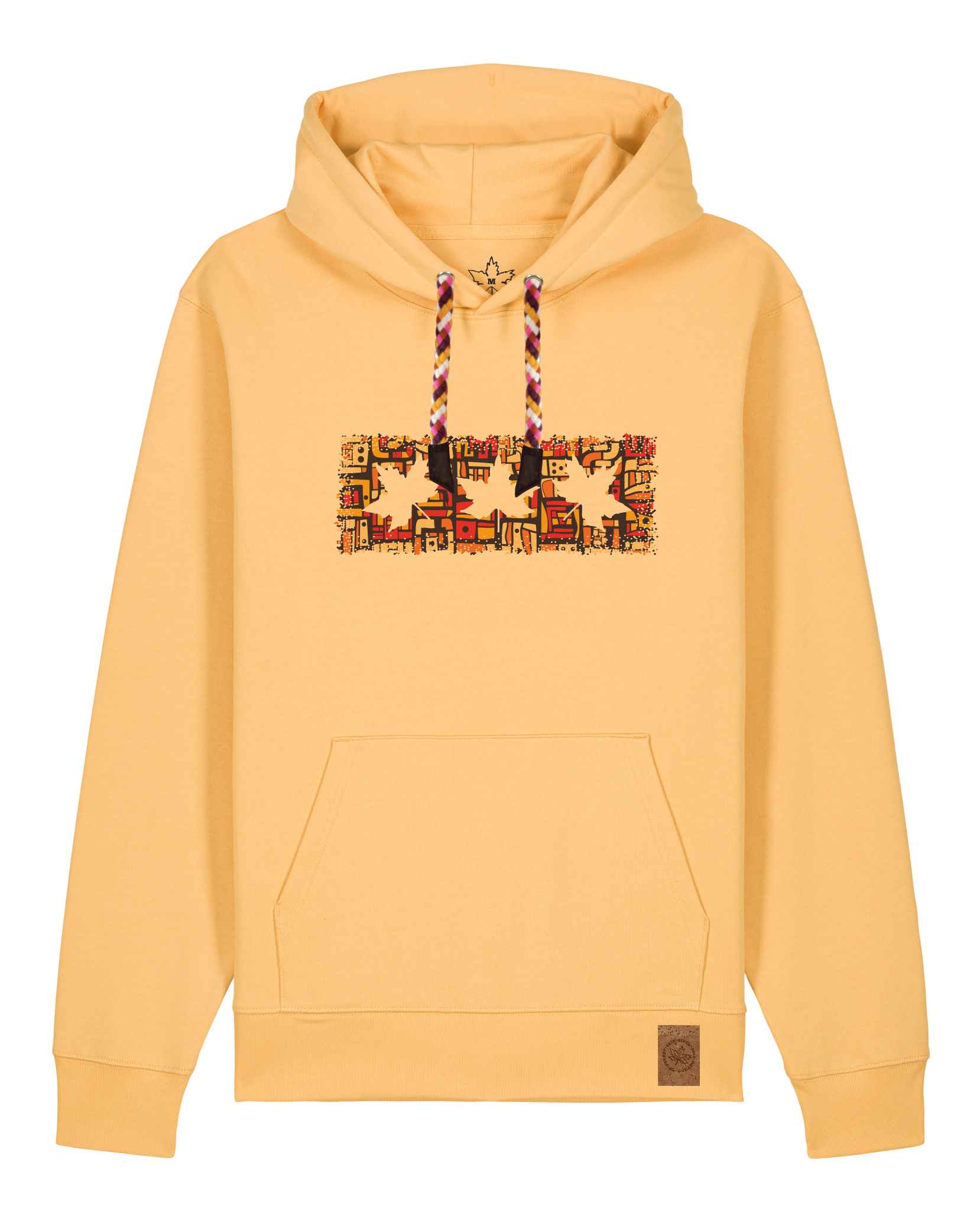 bio-unisex-medium fit-hoodie-t(h)ree leafes drift 2-stsu177-senfkorn-rote kordel-front