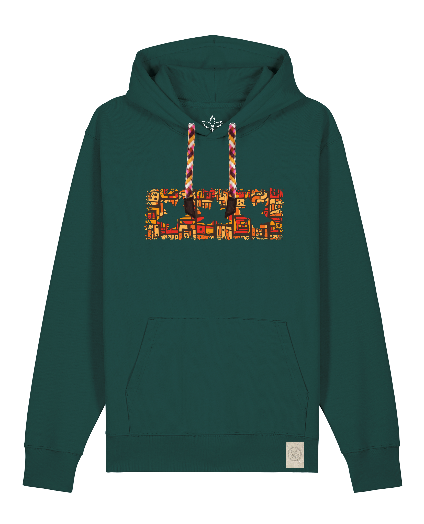 bio-unisex-medium fit-hoodie-t(h)ree leafes drift 2-stsu177-spirulina-rote kordel-front