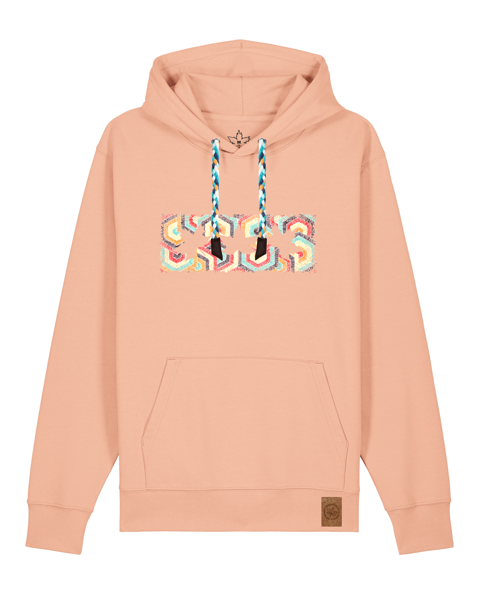 bio-unisex-medium fit-hoodie-t(h)ree leafes drift 3-stsu177-agyptische keramik-blaue kordel-front