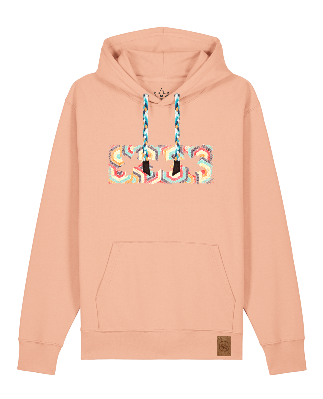bio-unisex-medium fit-hoodie-t(h)ree leafes drift 3-stsu177-agyptische keramik-blaue kordel-front