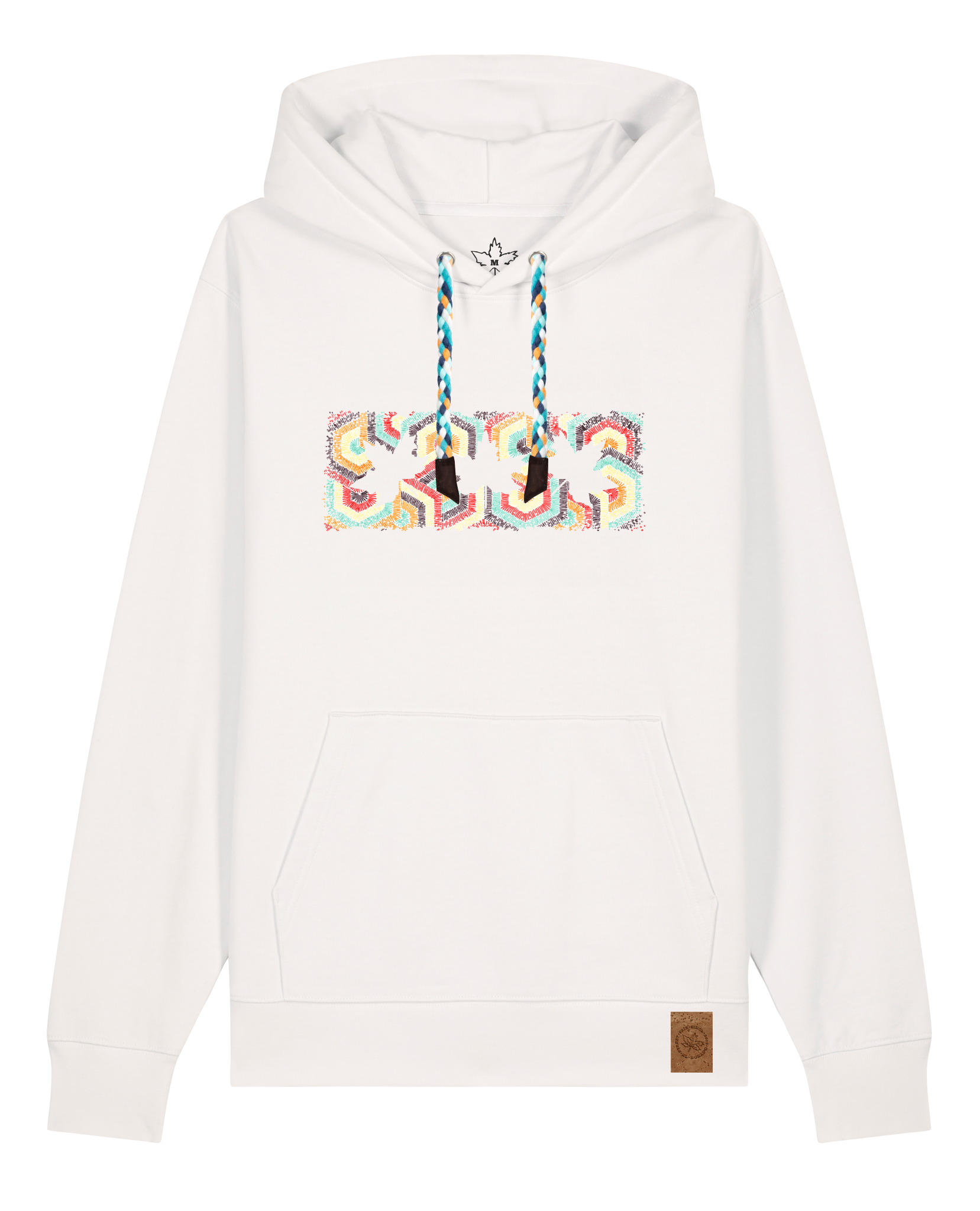 bio-unisex-medium fit-hoodie-t(h)ree leafes drift 3-stsu177-bio ei-blaue kordel-front