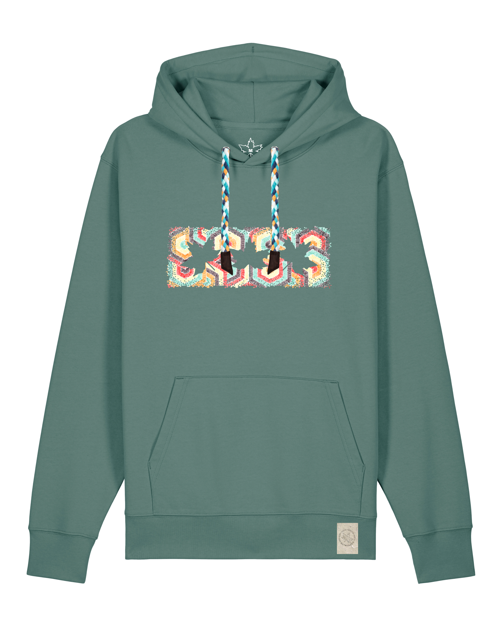 bio-unisex-medium fit-hoodie-t(h)ree leafes drift 3-stsu177-blautanne-blaue kordel-front