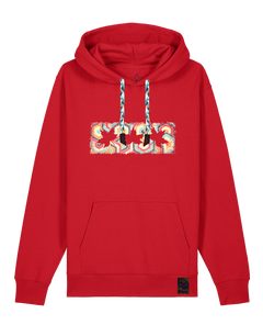 bio-unisex-medium fit-hoodie-t(h)ree leafes drift 3-stsu177-erdbeere-blaue kordel-front