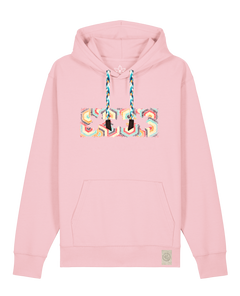 bio-unisex-medium fit-hoodie-t(h)ree leafes drift 3-stsu177-flamingo-blaue kordel-front