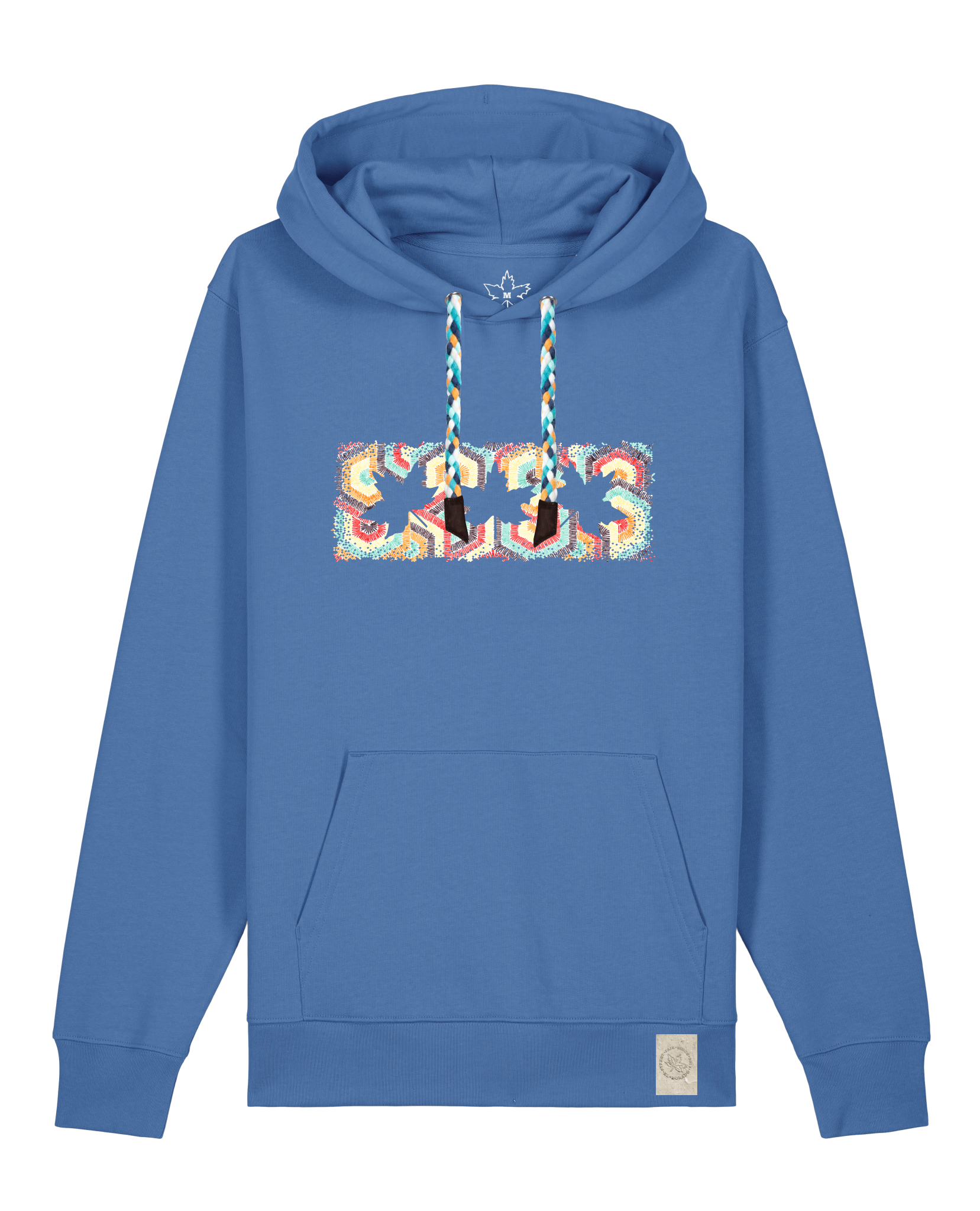 bio-unisex-medium fit-hoodie-t(h)ree leafes drift 3-stsu177-hortensie-blaue kordel-front