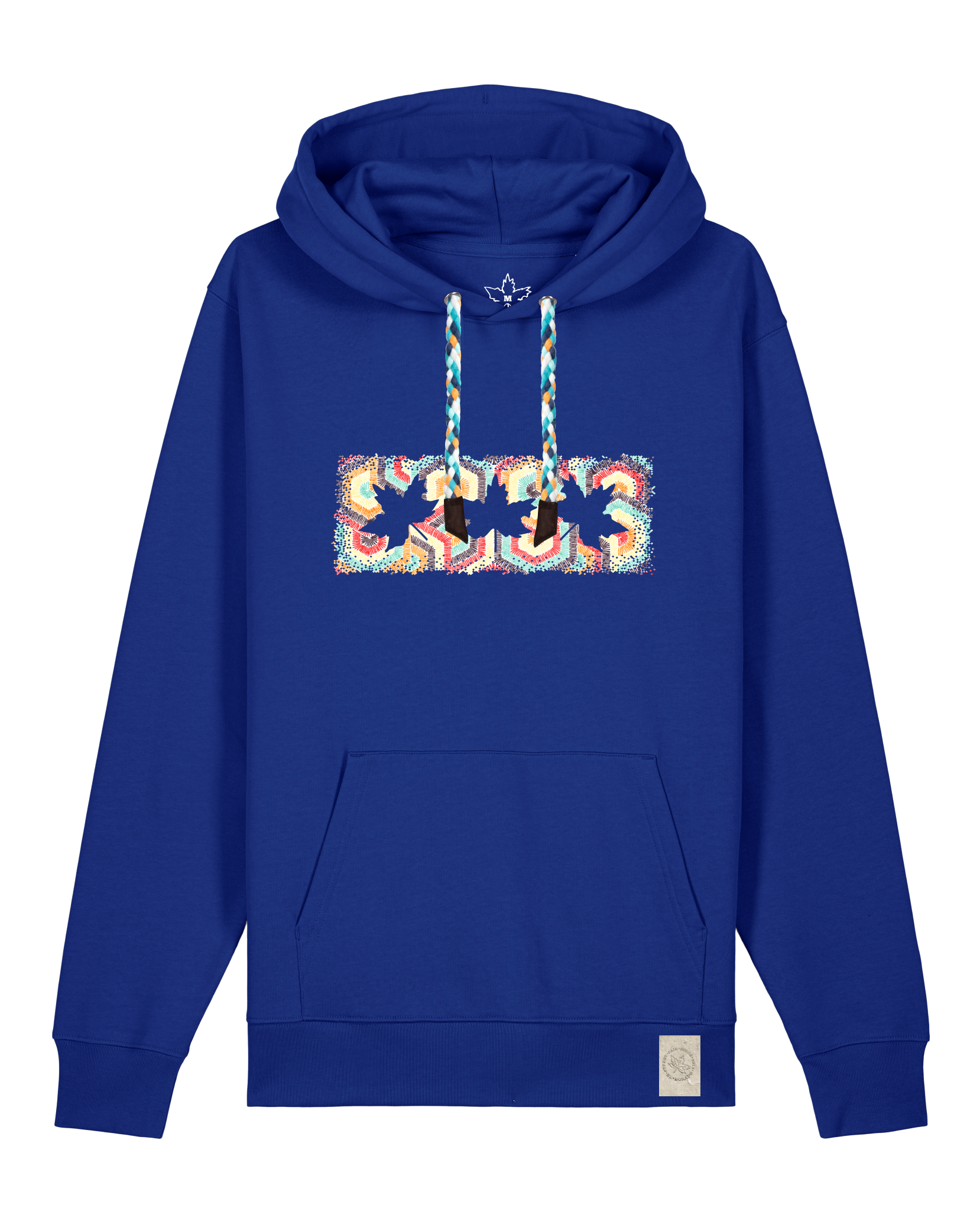 bio-unisex-medium fit-hoodie-t(h)ree leafes drift 3-stsu177-kornblume-blaue kordel-front