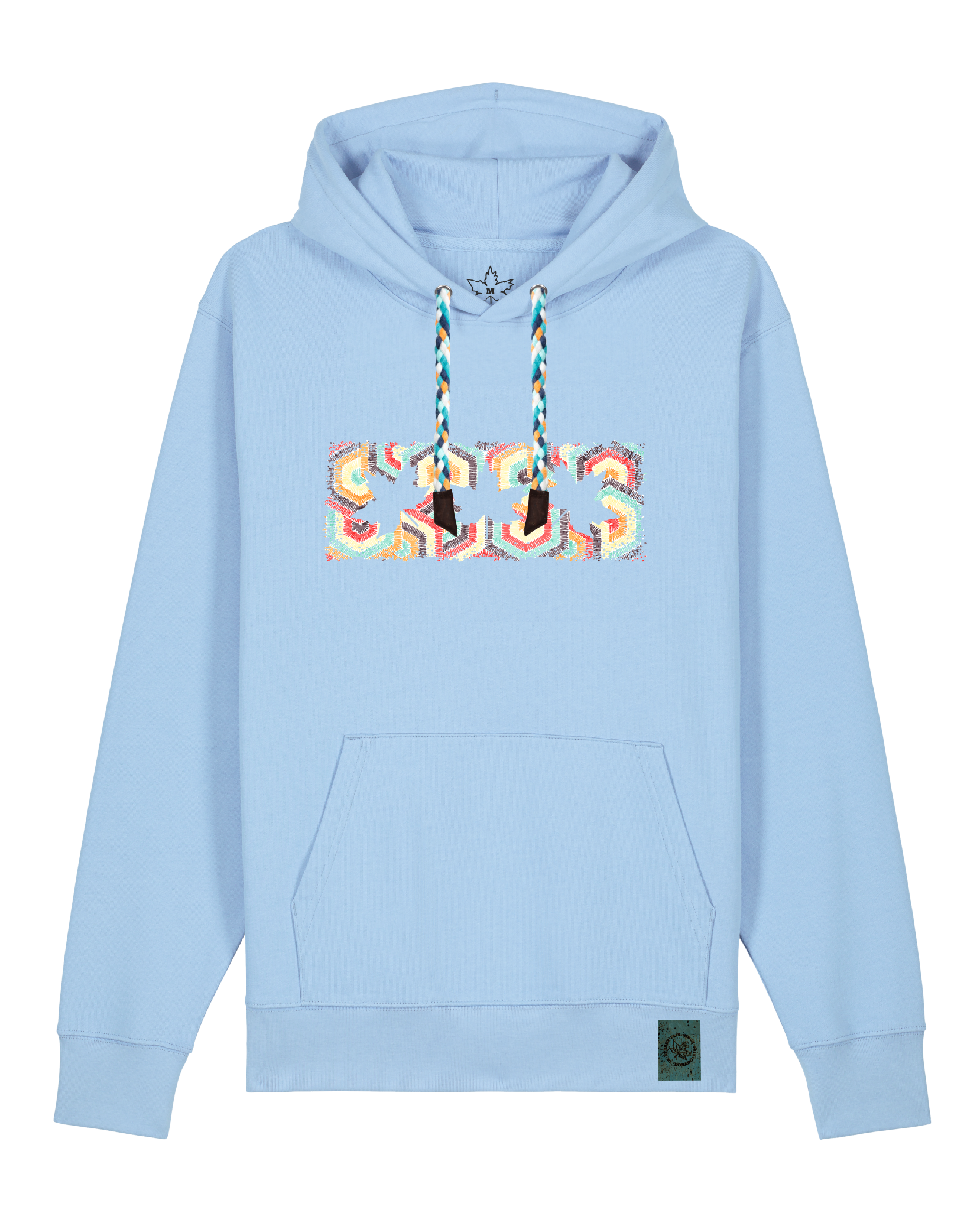 bio-unisex-medium fit-hoodie-t(h)ree leafes drift 3-stsu177-lagune-blaue kordel-front