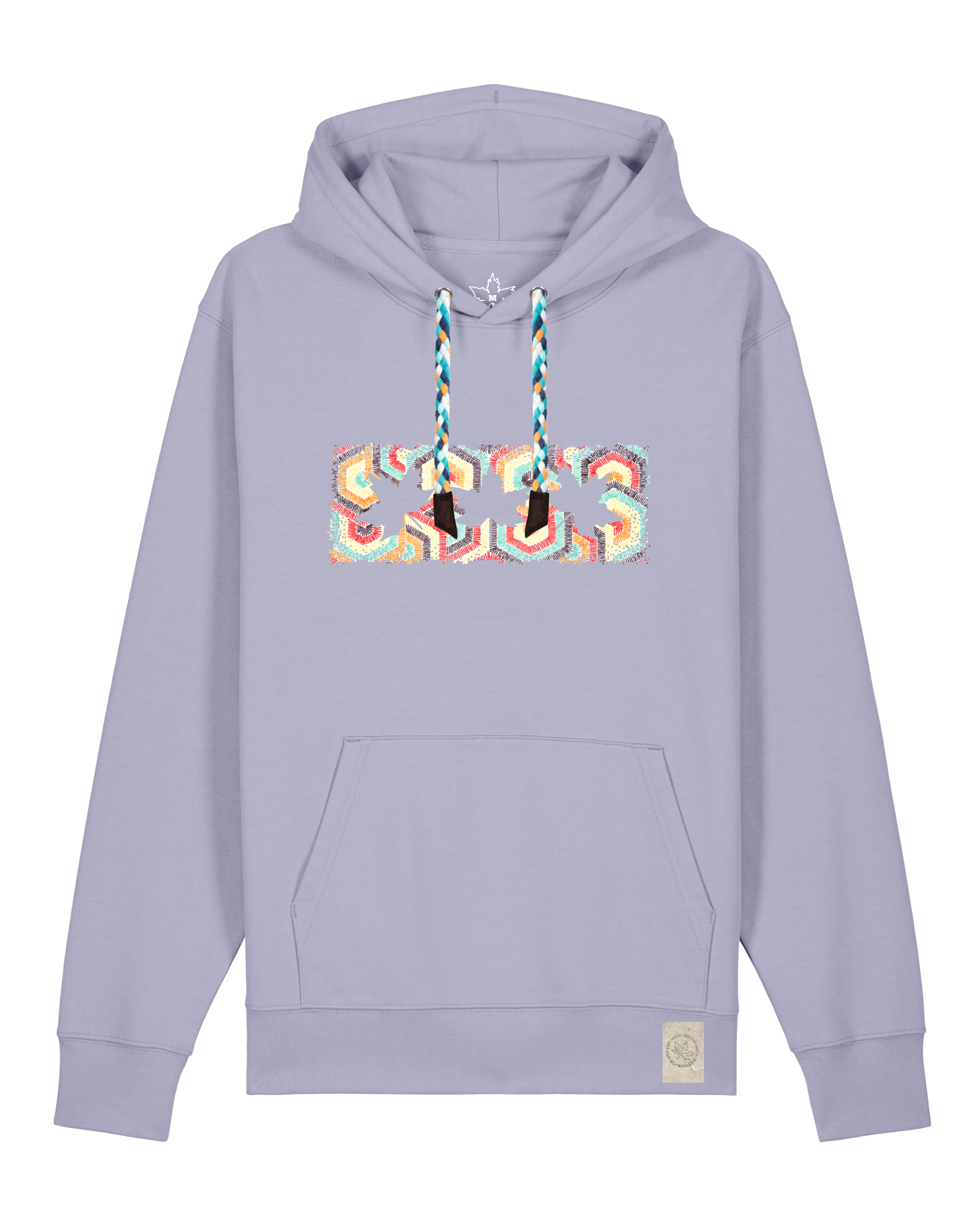 bio-unisex-medium fit-hoodie-t(h)ree leafes drift 3-stsu177-lavender-blaue kordel-front