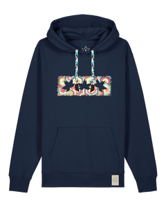 bio-unisex-medium fit-hoodie-t(h)ree leafes drift 3-stsu177-marine-blaue kordel-front