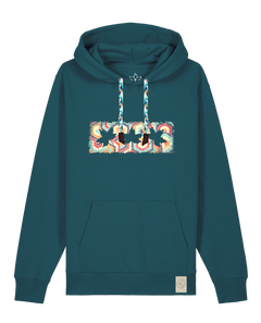 bio-unisex-medium fit-hoodie-t(h)ree leafes drift 3-stsu177-nordmanntanne-blaue kordel-front