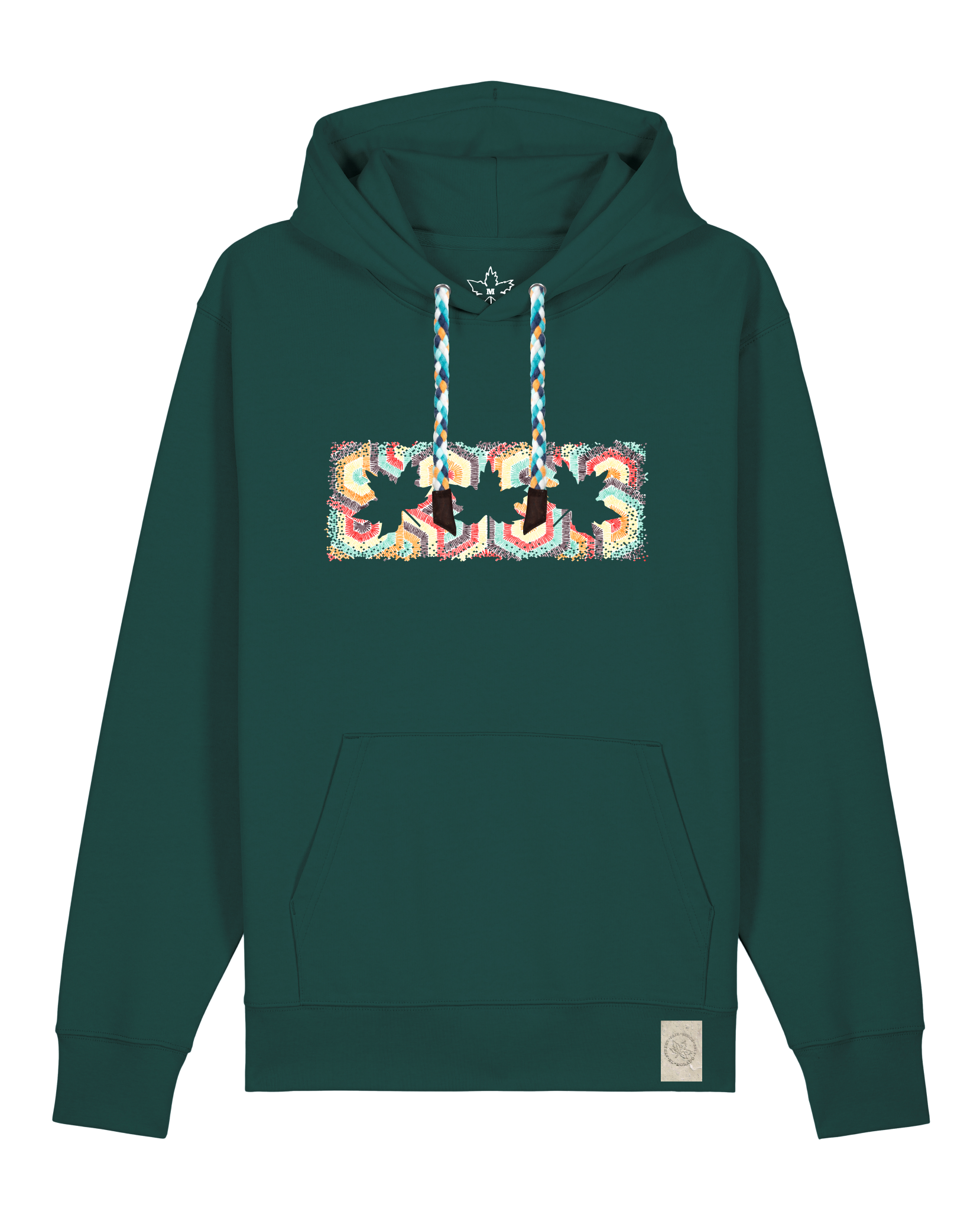 bio-unisex-medium fit-hoodie-t(h)ree leafes drift 3-stsu177-spirulina-blaue kordel-front