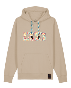 bio-unisex-medium fit-hoodie-t(h)ree leafes drift 3-stsu177-treibsand-blaue kordel-front